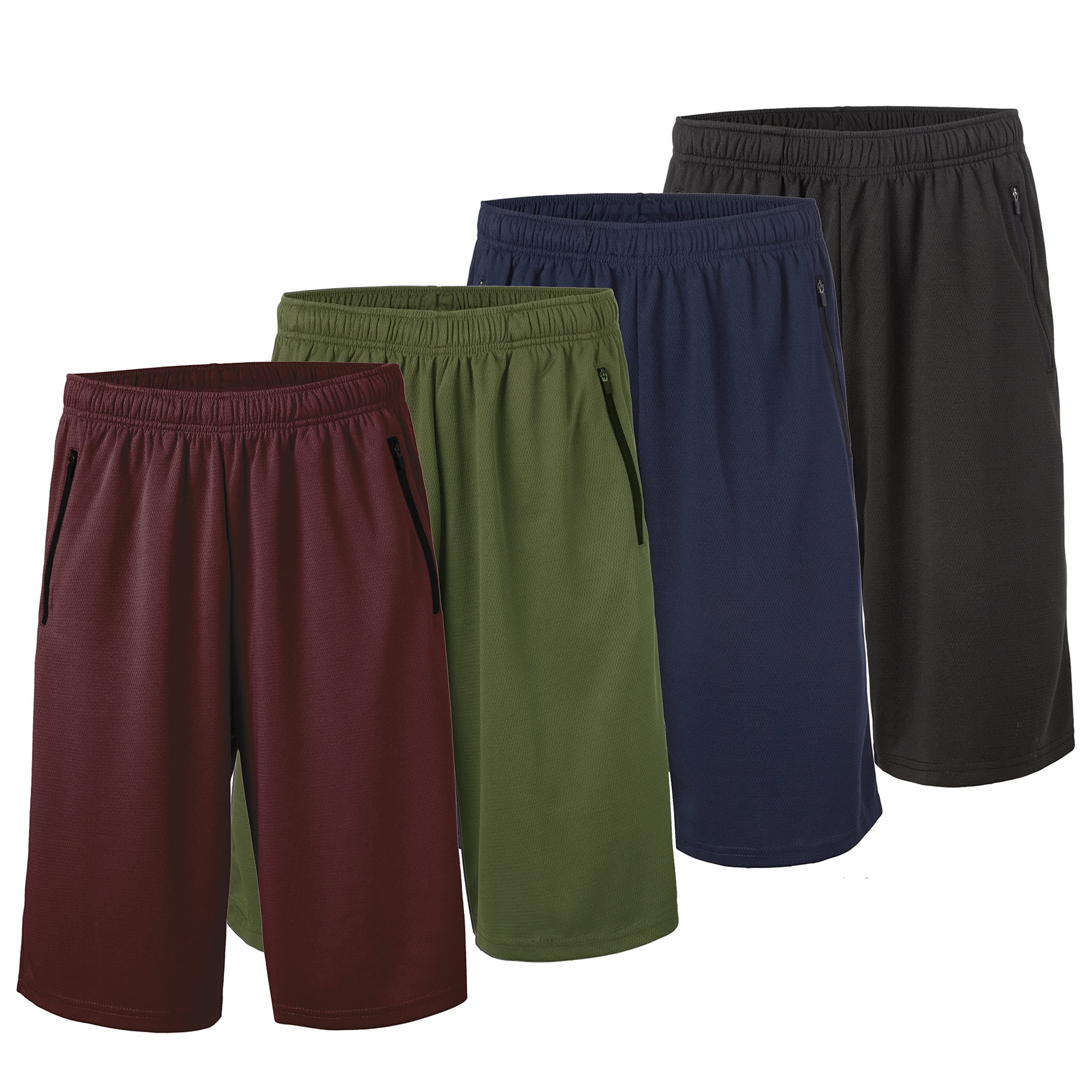 Men’s Athletic Shorts 4 Pack – Quick-Dry Moisture Wicking Basketball, Gym & Workout Shorts with Pockets