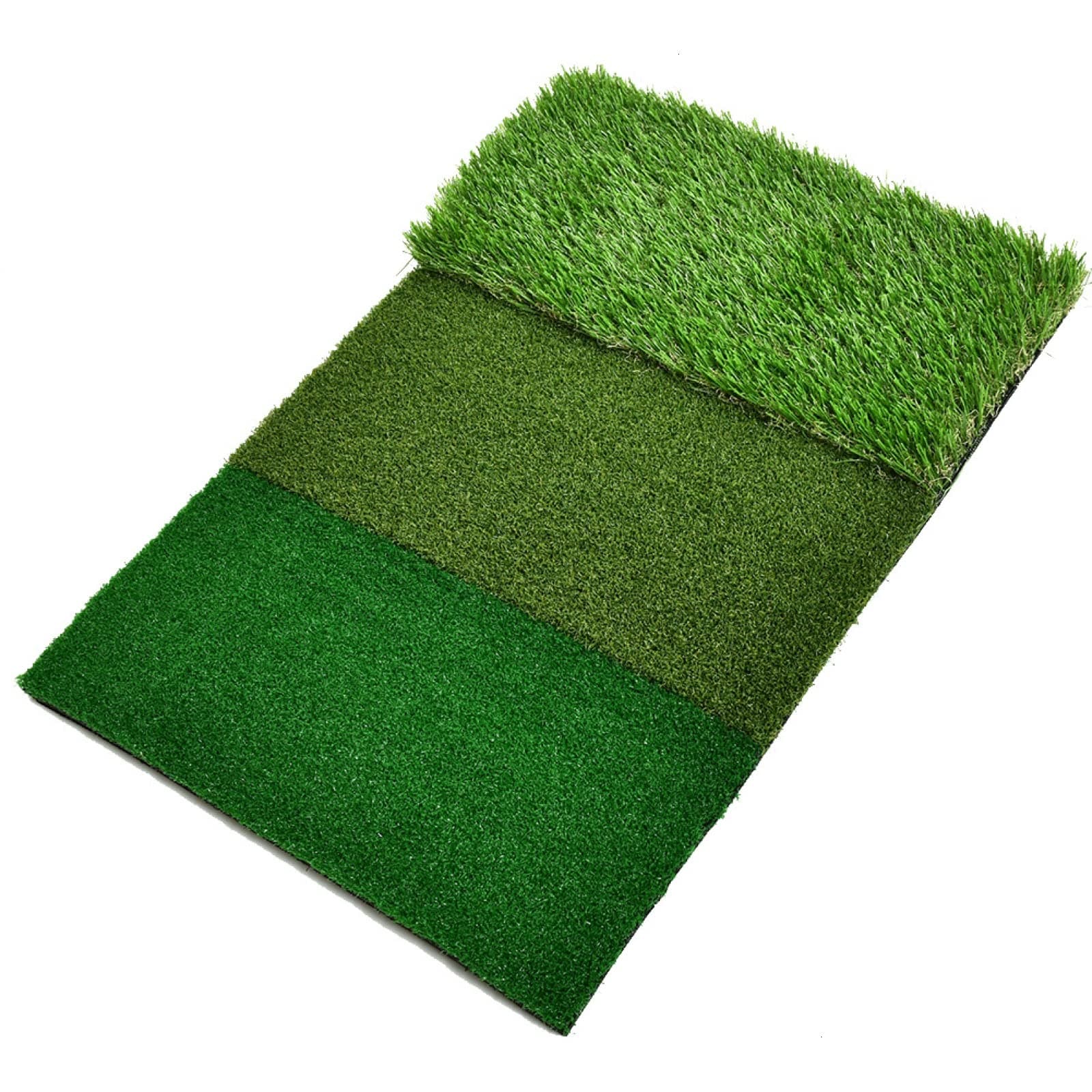 AQUEENLY Golf Mat 3-in-1 Turf Grass Mat Foldable 25x16 inches Golf Hitting Mat with Unique Hitting Surfaces for Chipping, Driving and Training Golf Practice - Home Use or Outdoor Backyard