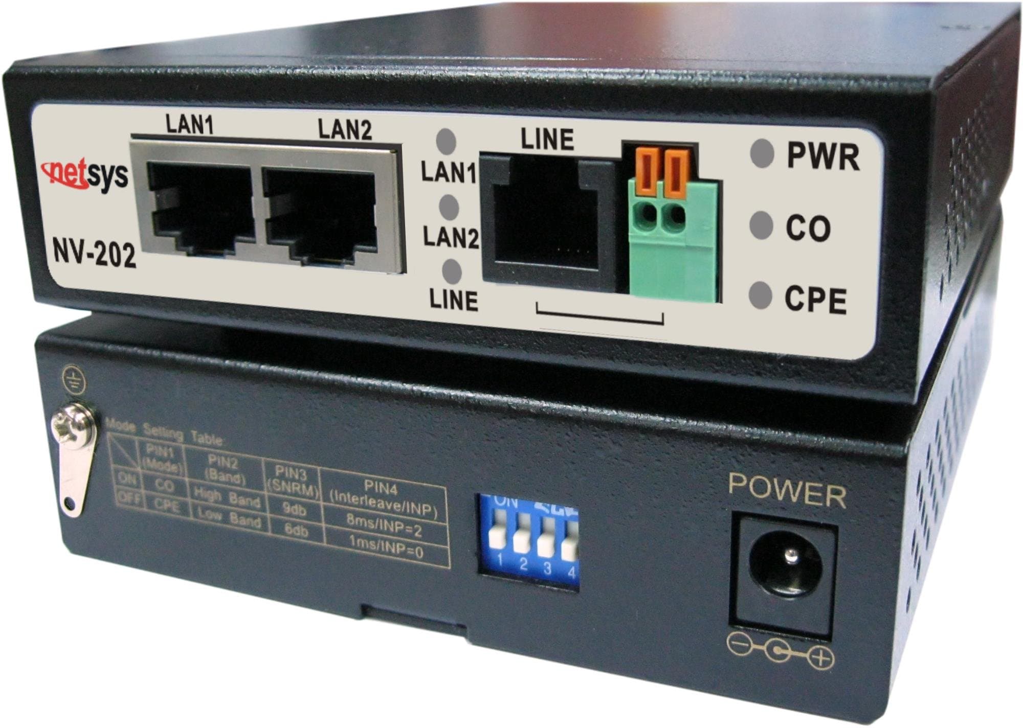 Kit - Netsys NV-202EKIT Ethernet Extender (2 Units) Over Phone or Network Cable up to 10,000 Feet, Dual LAN Ports, Metal Case, VDSL Bridge Broadband Hard-Wired LAN Network Range Booster