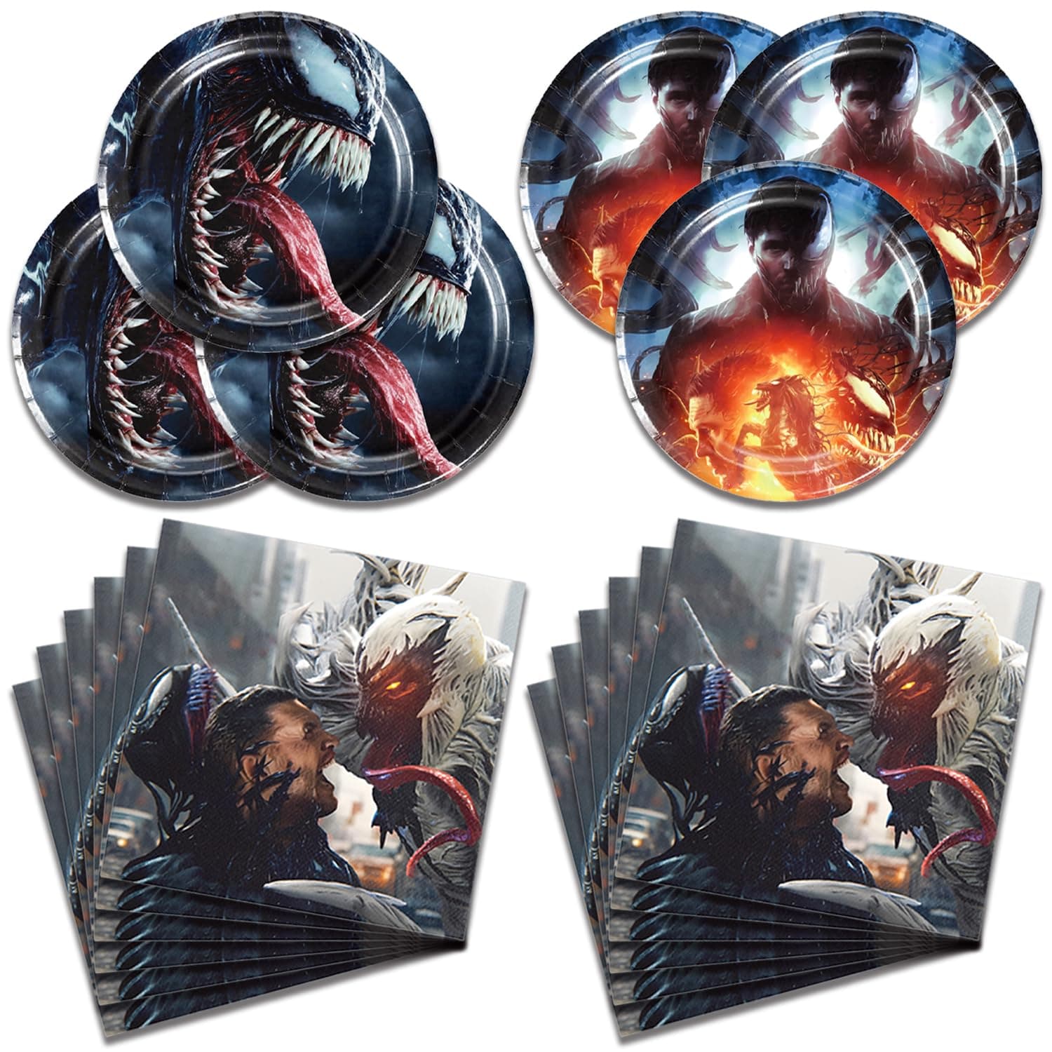 40Pack Ven-om Birthday Party Supplies include 20 plates, 20 napkins for Ven-om Party Decoration