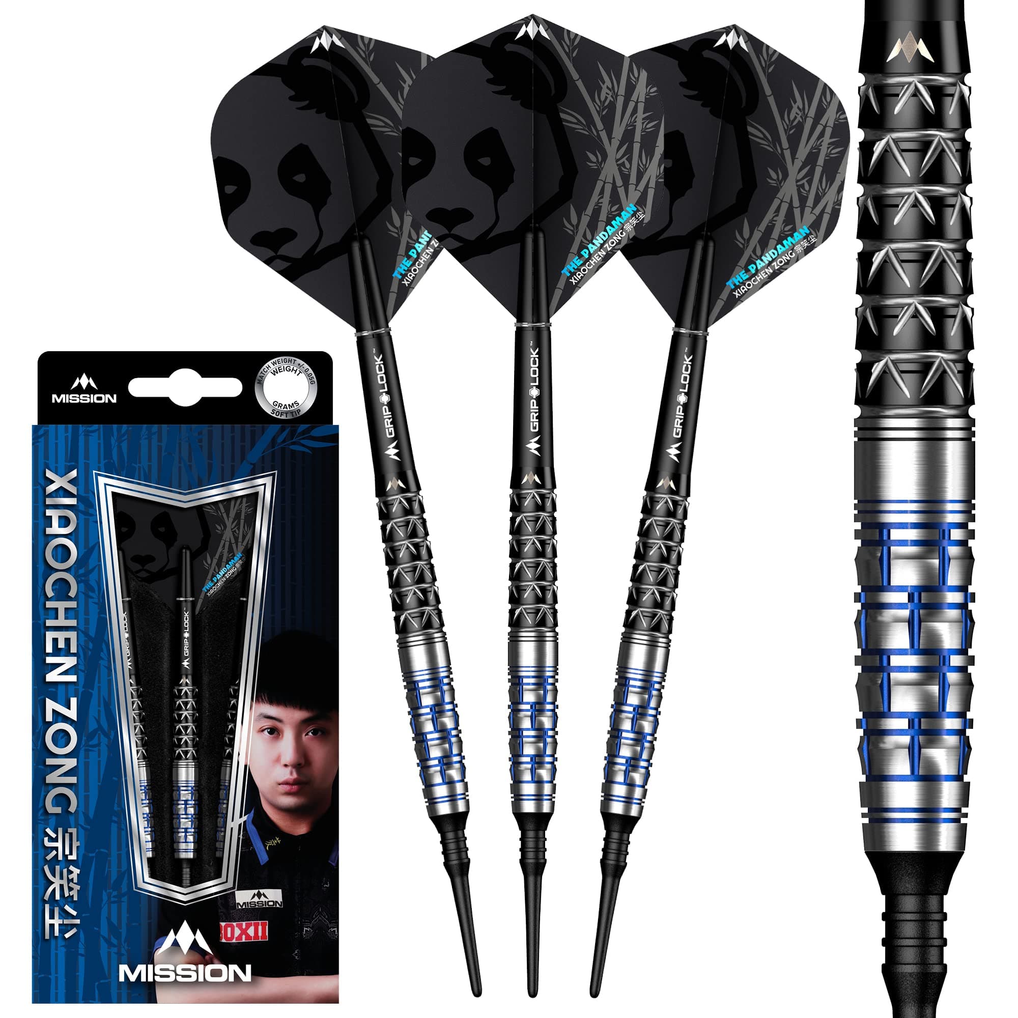 Mission Darts | Xiaochen Zong | Soft Tip | 95% | Black & Blue PVD Coating | 21g