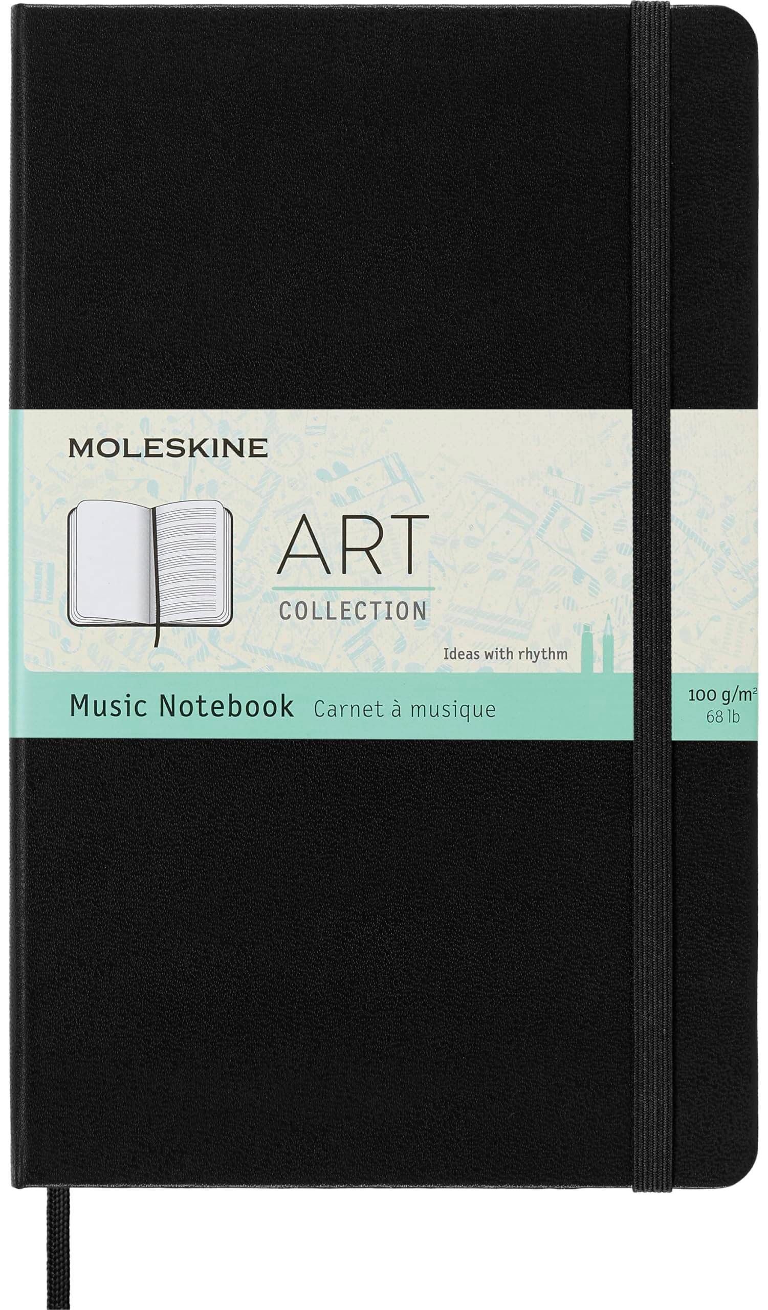 Art Music Notebook, Hard Cover, Large (5" x 8.25") Pentagram, Black, 192 Pages