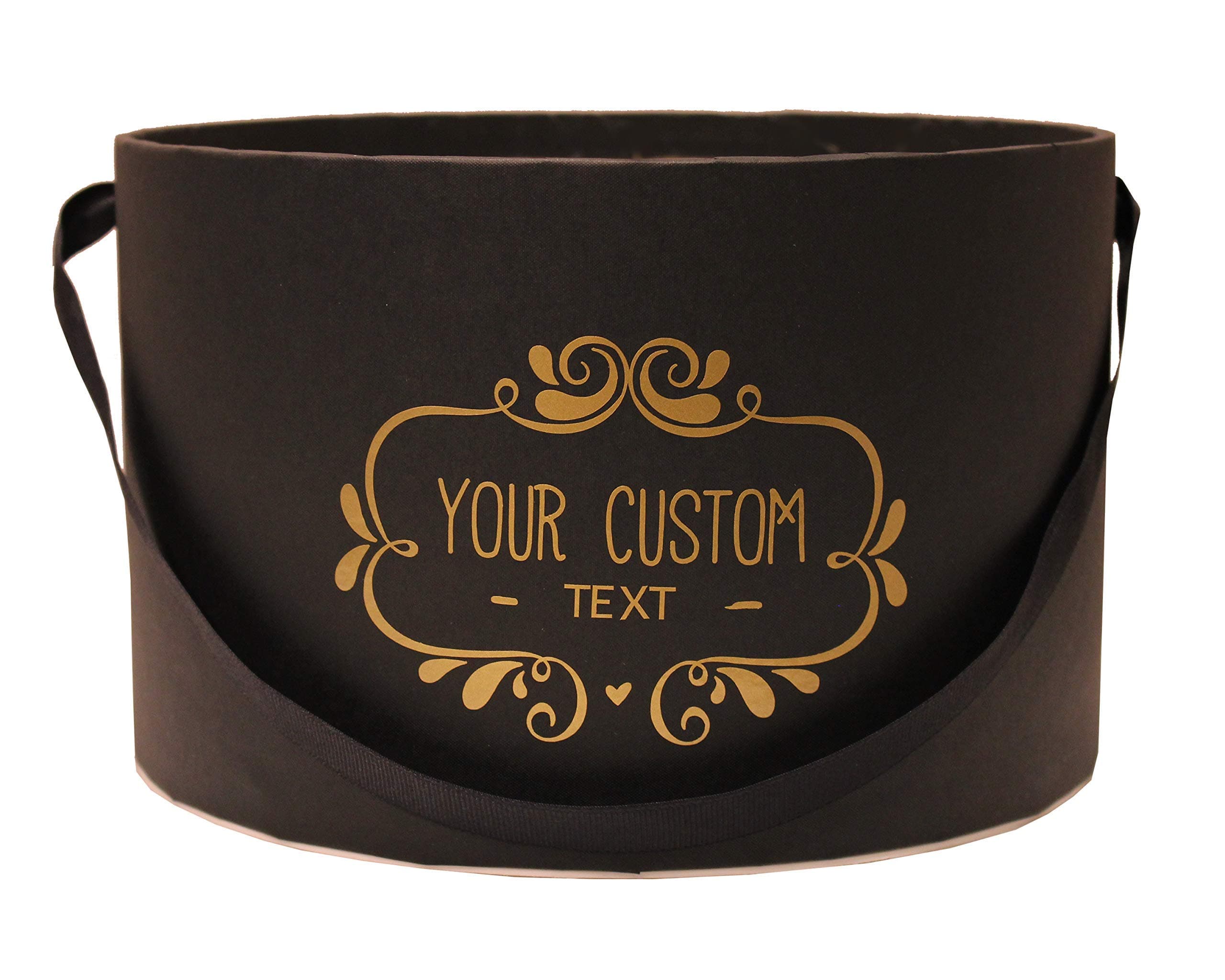 Personalized Flower Gift Box | Special Occasions Birthdays Weddings Anniversaries | Different Colors and Sizes | Customizable Unique Text | Handmade in Europe | (Large, Black)