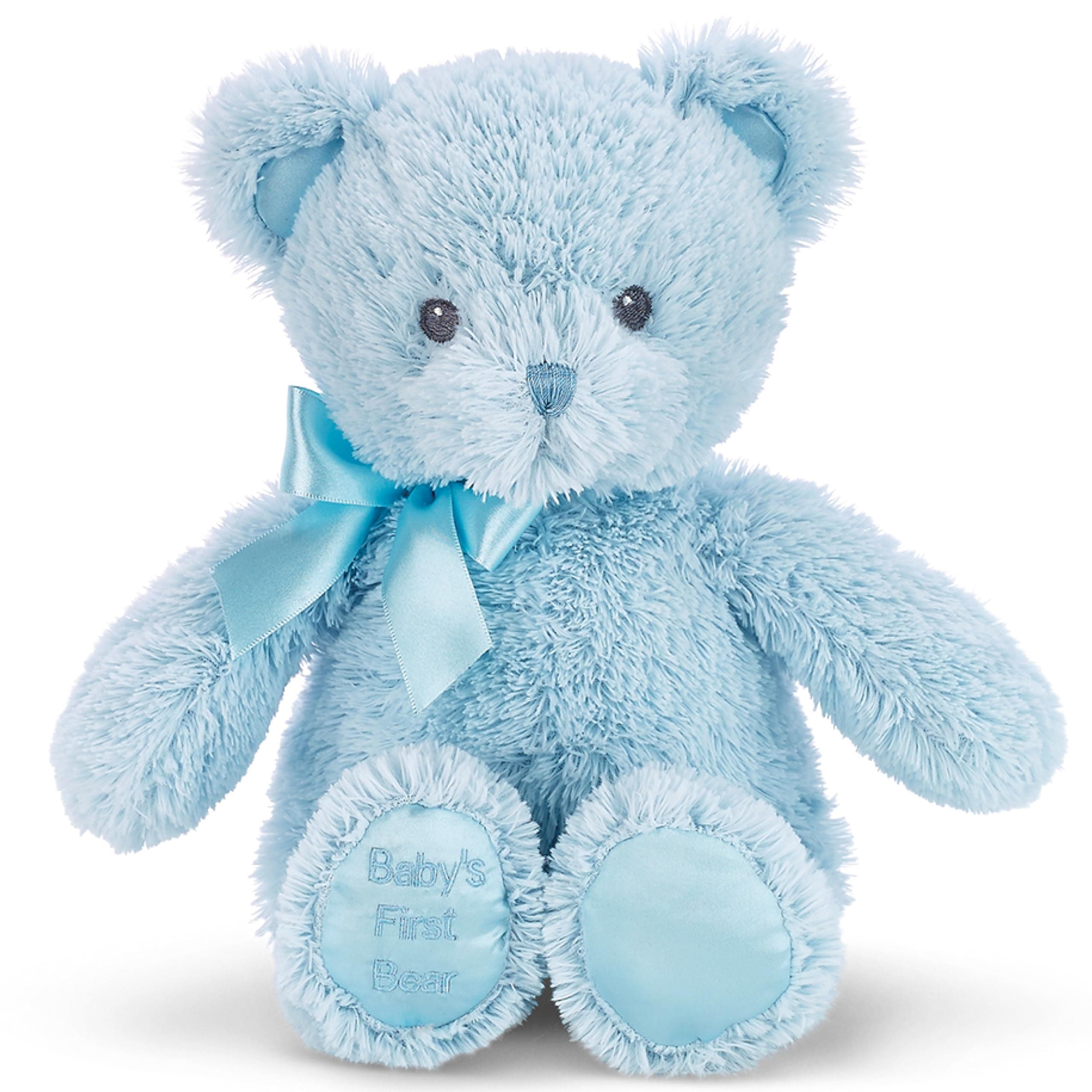 Bearington Baby First Teddy Bear Blue Plush, 12"