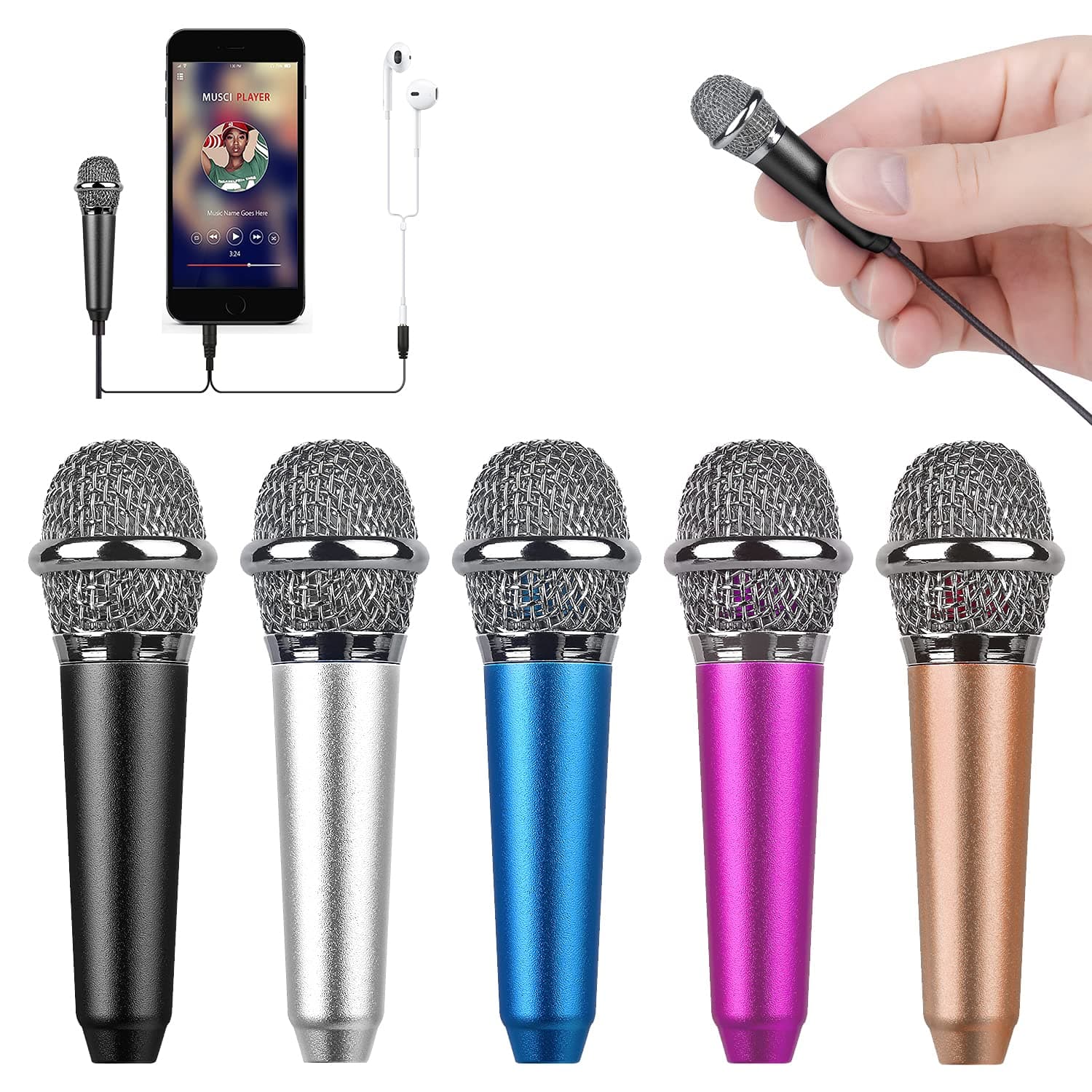 Mini Portable Vocal/Instrument Microphone for Mobile Phone Laptop Notebook Apple iPhone Sumsung Android with Holder Clip- Black
