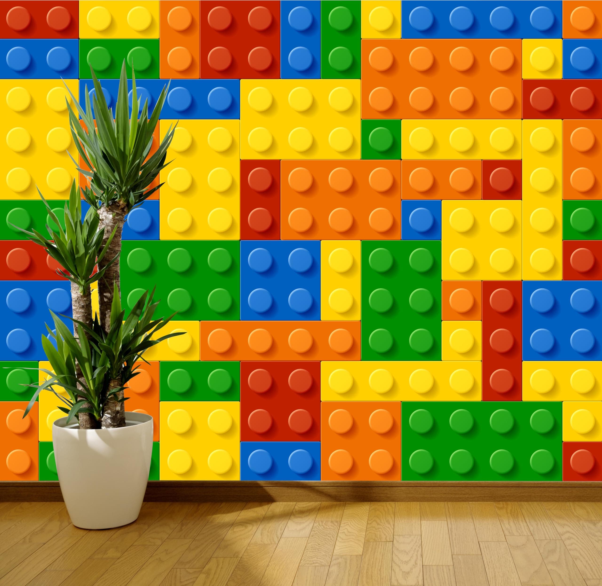 Wall Murals Online Ltd Wallpaper 3D Building Blocks Toy Bricks Wall Mural Playroom Blocks Wallpapers (220gsm Premium Paper, XXL 300cm Wide x 240cm high)