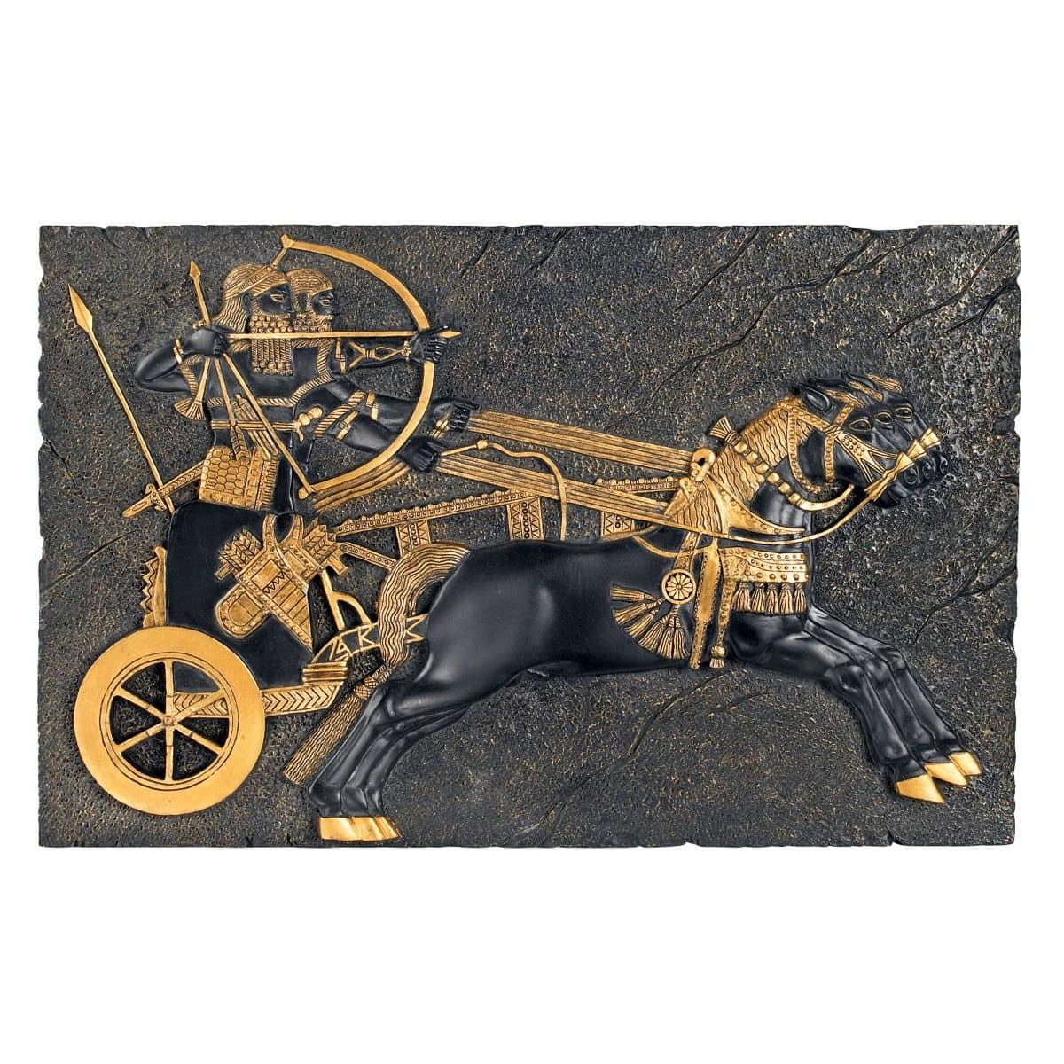 Design Toscano Assyrian War-Chariot Wall Sculpture, 13 Inch, Black