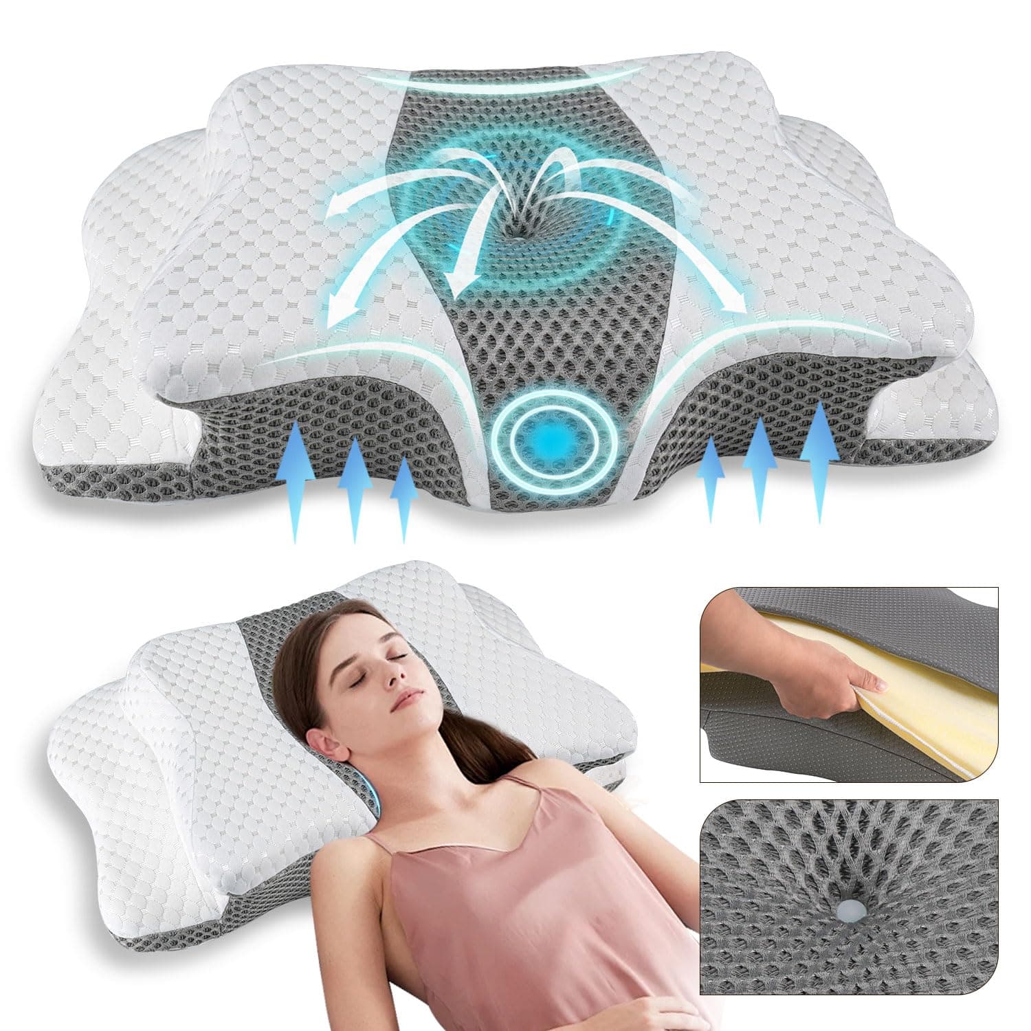 - Pain Relief Cervical Pillow for Neck Support,Adjustable Ergonomic Pillow Cozy Sleeping,Odorless Orthopedic Memory Foam Pillows,Contour Bed Pillow for Side Back Stomach Sleeper