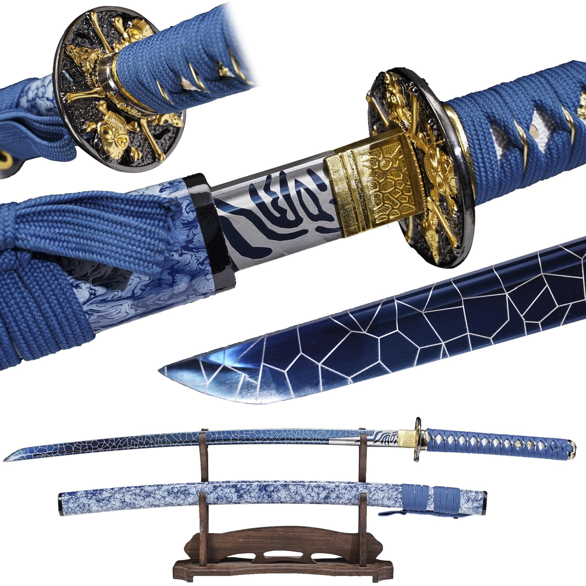 are a Unique Gift for Men - Full Tang High Carbon Steel Sword Blade Makes a Memorable for Martial Arts Enthusiasts or Collectors(Blue)…