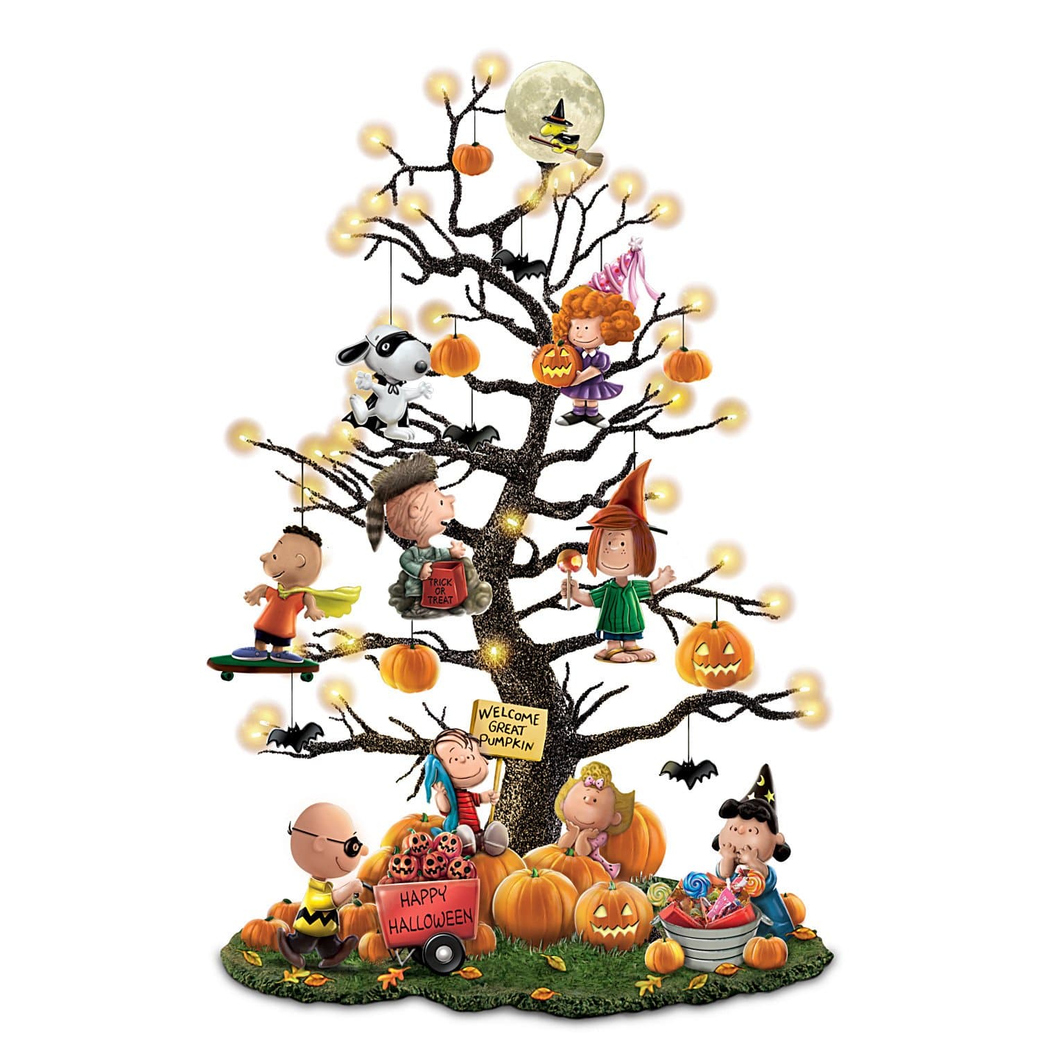 Peanuts It's The Great Pumpkin Illuminated Halloween Tabletop Tree (Multicolor)