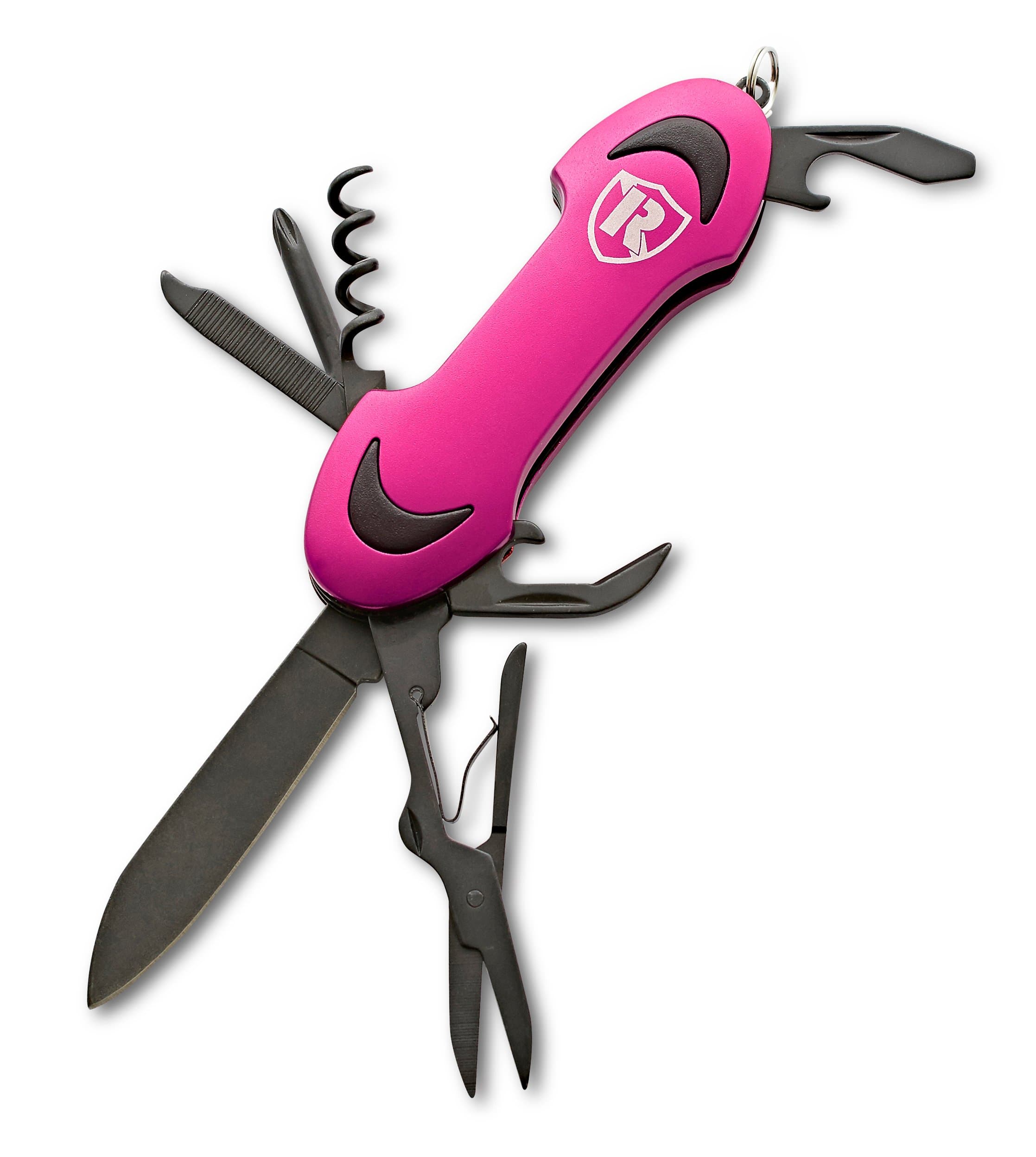 Rugged Knife Multitool Swiss Style Army Pocket Knife Pink