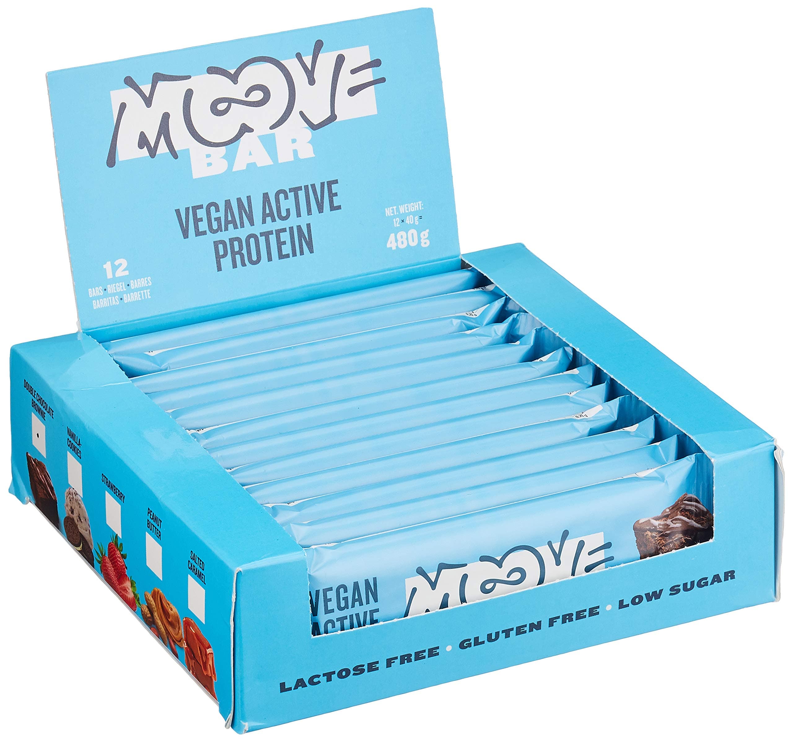 Moove Bar - Vegan Active Protein Bar - Double Chocolate Brownie flavour - (12 x 40g )