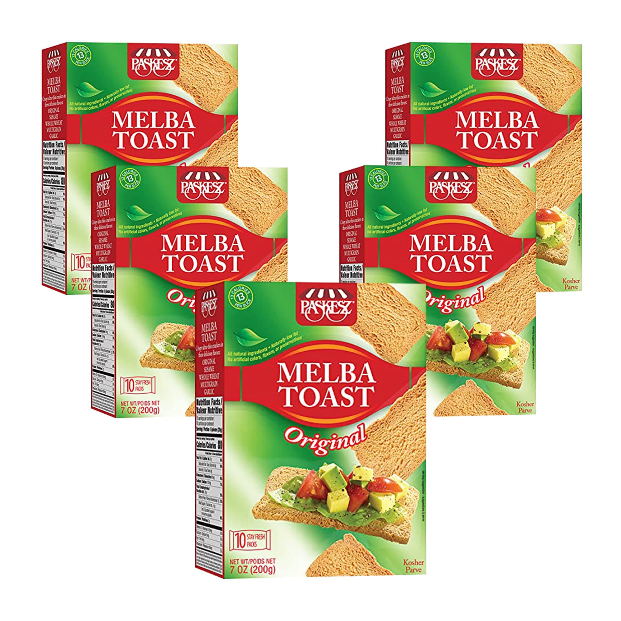 Melba Toast Flatbread Crackers Classic Original Kosher Parve with No Artificial Flavor, Fresh Natural Ingredients, Kosher Certified Delicious Snack Crackers (Pack of 5)