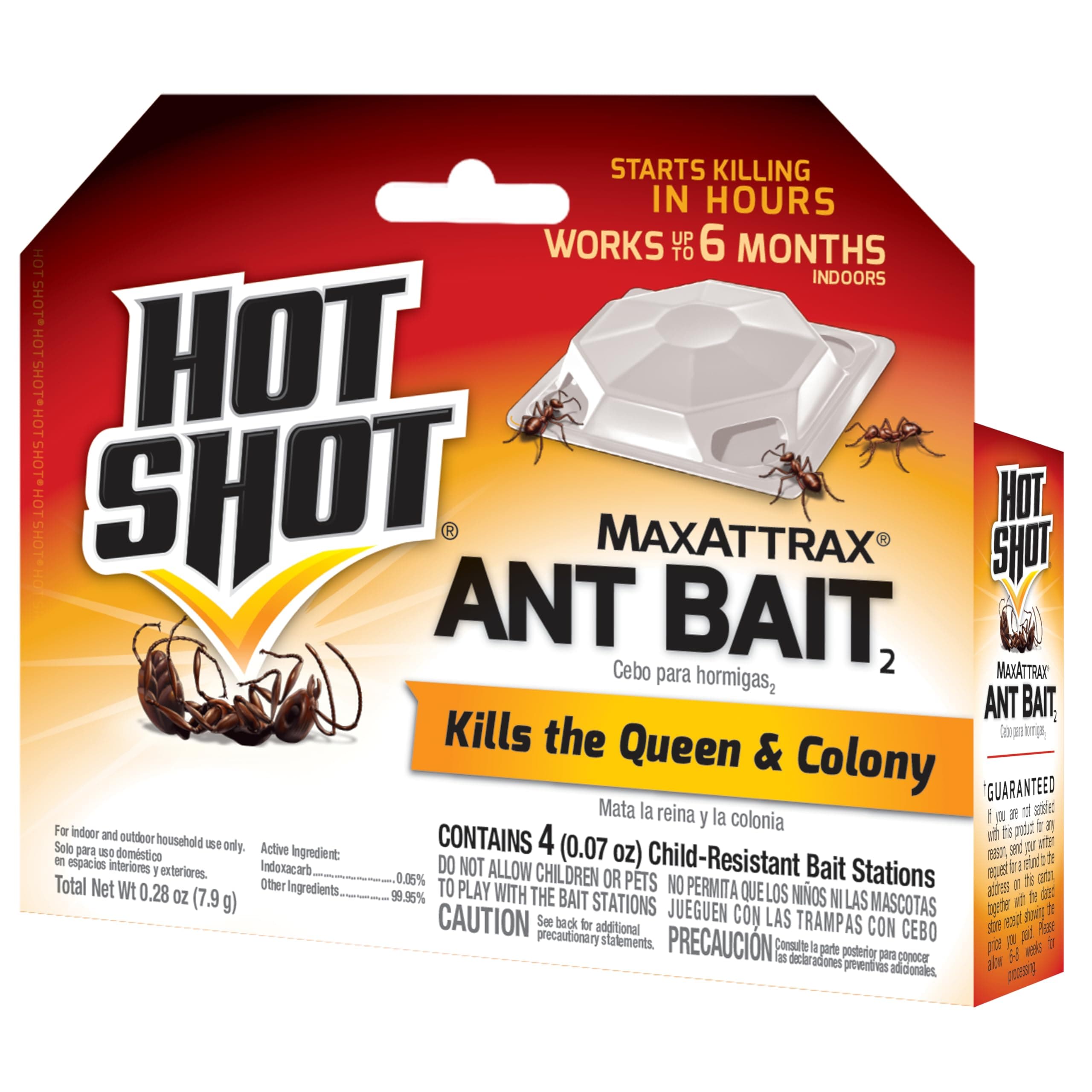 Hot Shot MaxAttrax Ant Bait, 0.07 oz Bait Stations, 4 Count, 1 Pack