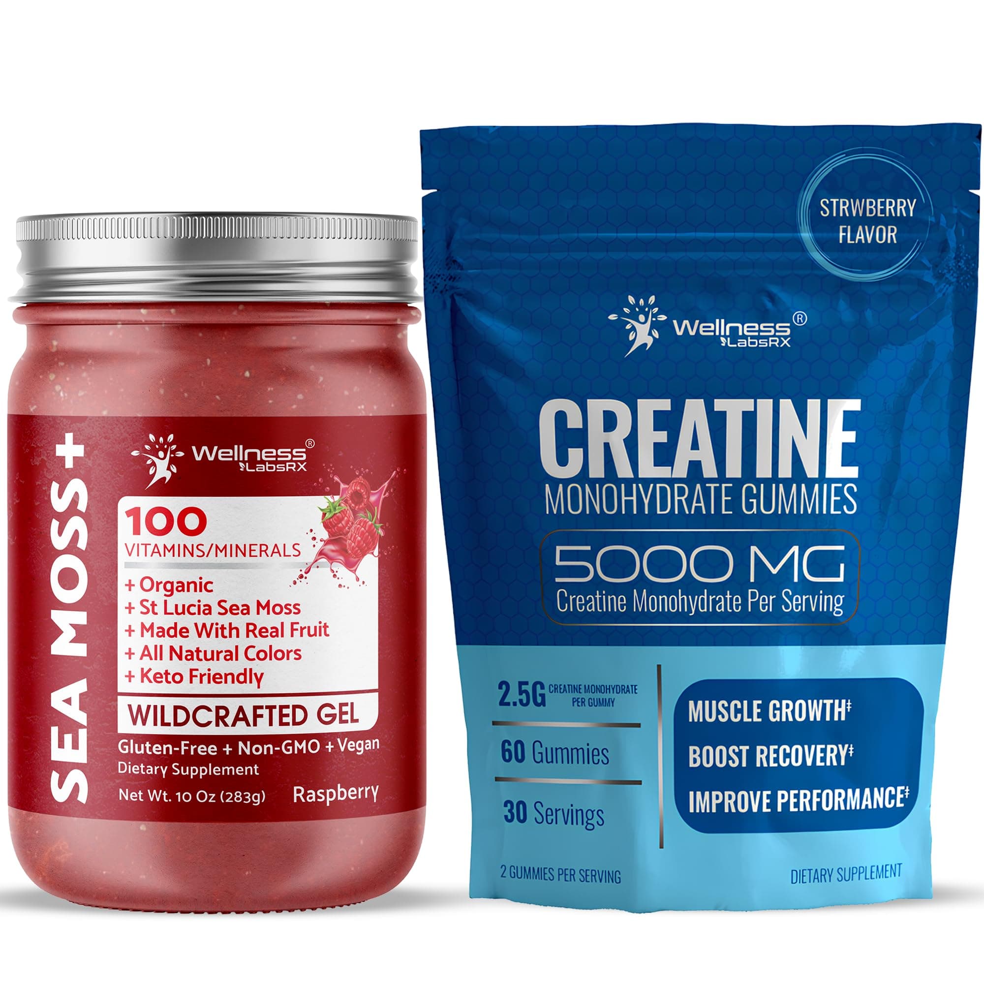 Irish Sea Moss Gel Raspberry Flavor - Creatine Gummies 5000mg