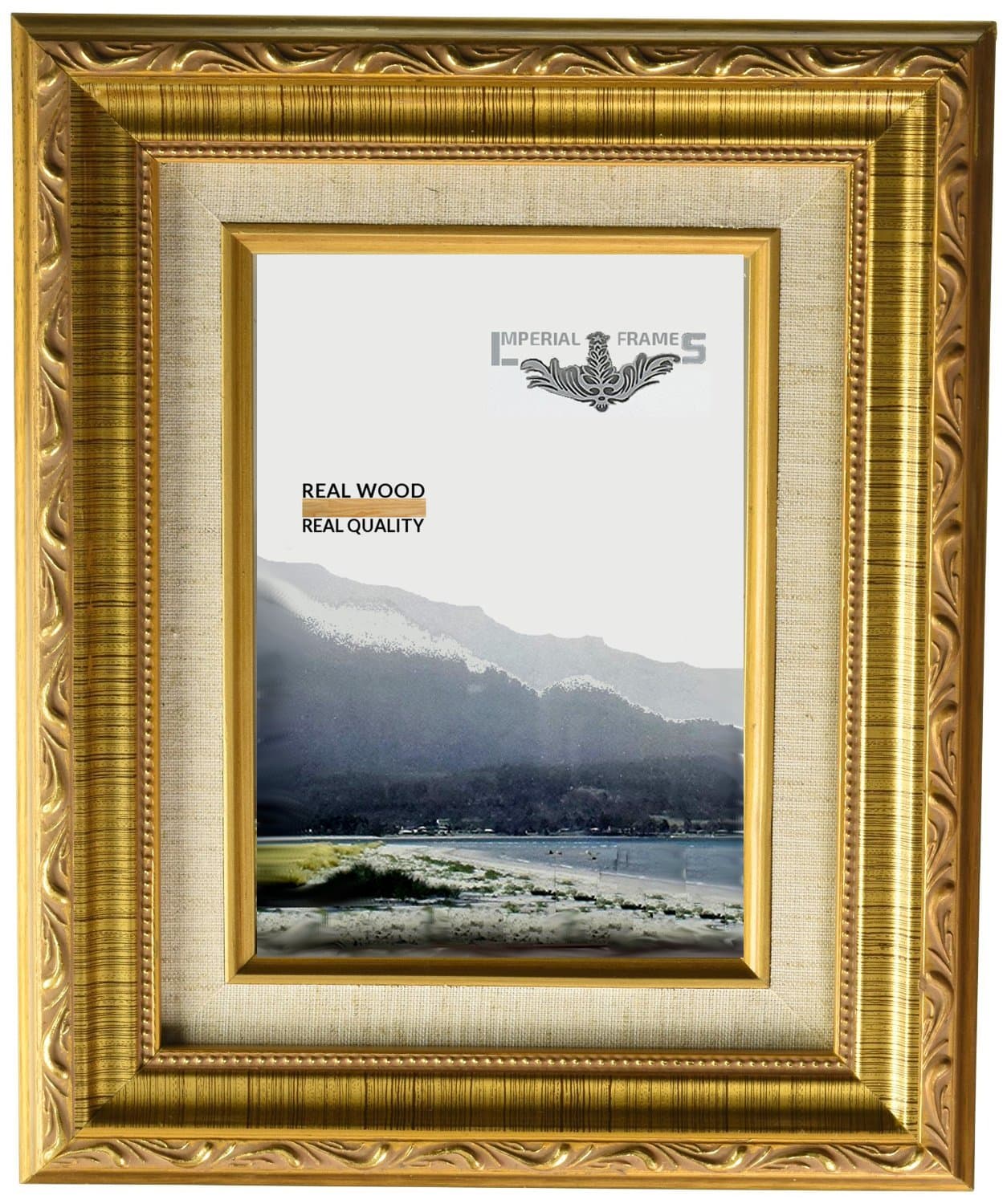 Imperial Frames 6141218 12 by 18-Inch/18 by 12-Inch Picture/Photo Frame, Dark Gold with Floral Design and a Canvas Liner