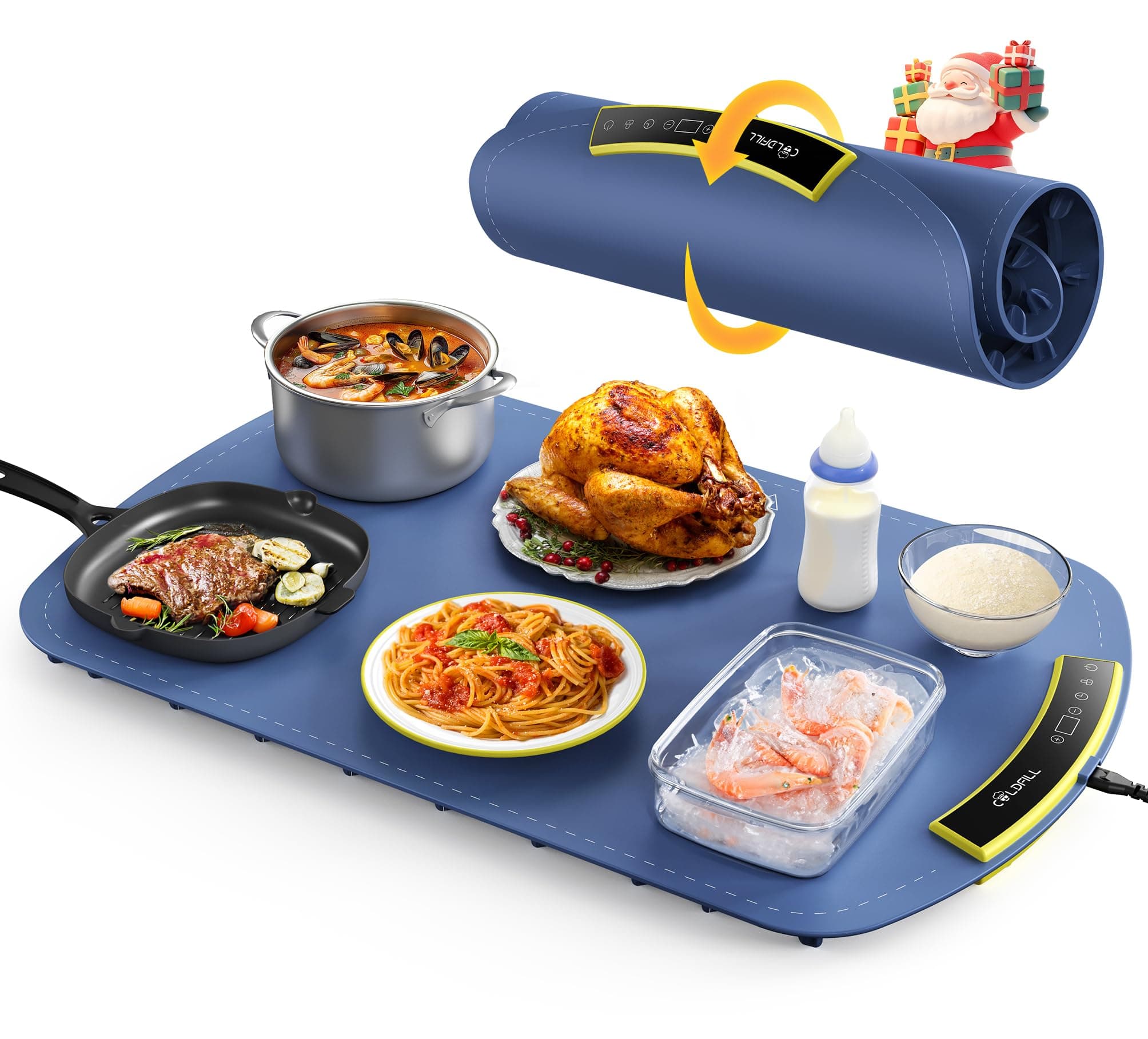 Electric Warming Tray - Foldable Food Warming Mat with 8 TEMP Setting, Full-surface Heat in 5s, 4 Hours Auto-off, Easy to Clean with Nano-Material, for Buffet, for Party, for Thawing