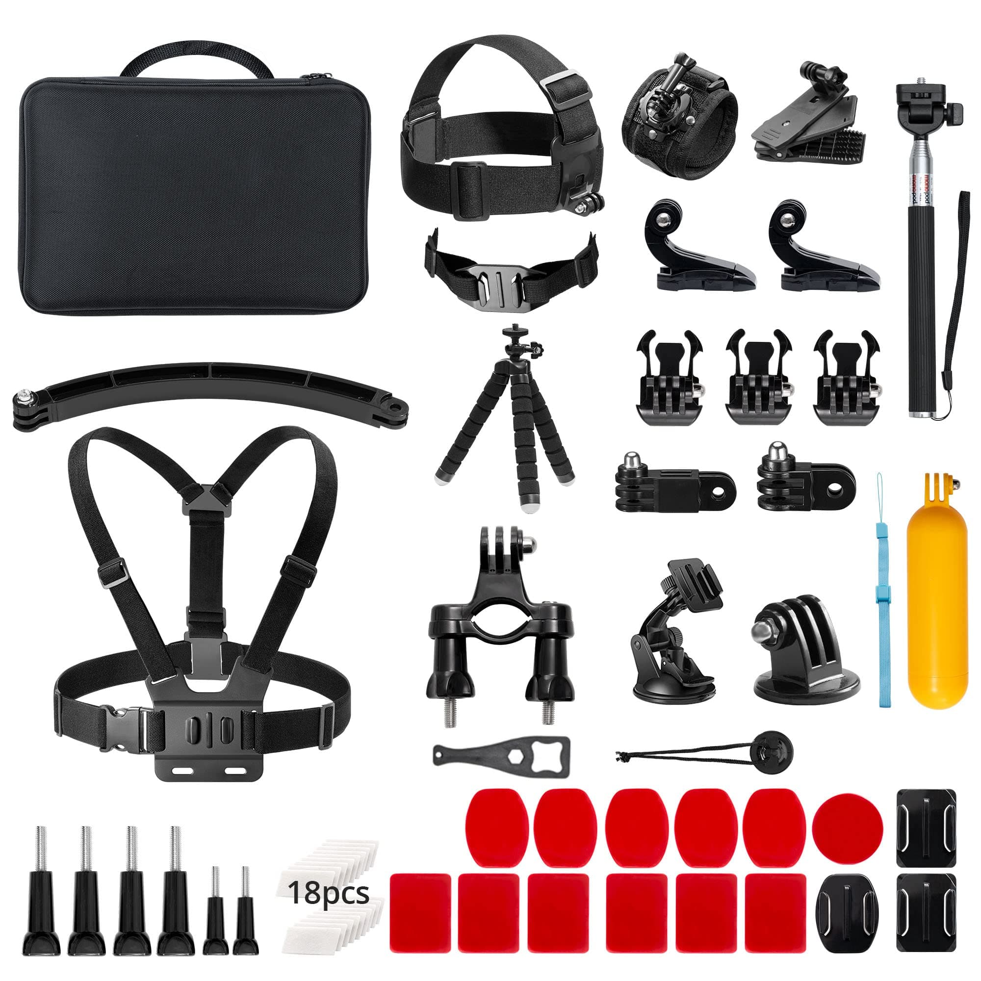 60 in 1 Action Camera Accessory Kit with Collection Bag, Compatible with EK7000/EK7000 Pro/Brave 4/Brave 7 LE/V50X/V50 Pro/V50 Elite/GoPro Hero 11 10 9 8 7/DJI/Apexcam Action Cameras