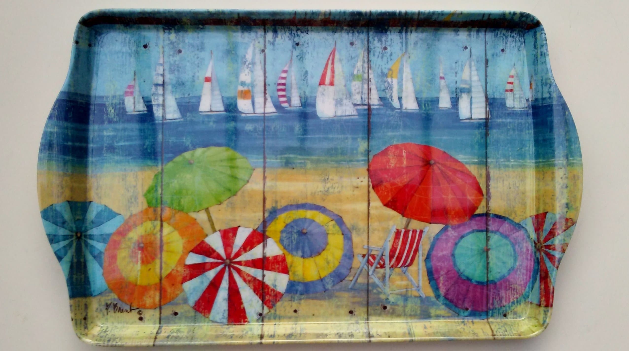 15" Ocean Vista Melamine Plastic Serving Tray