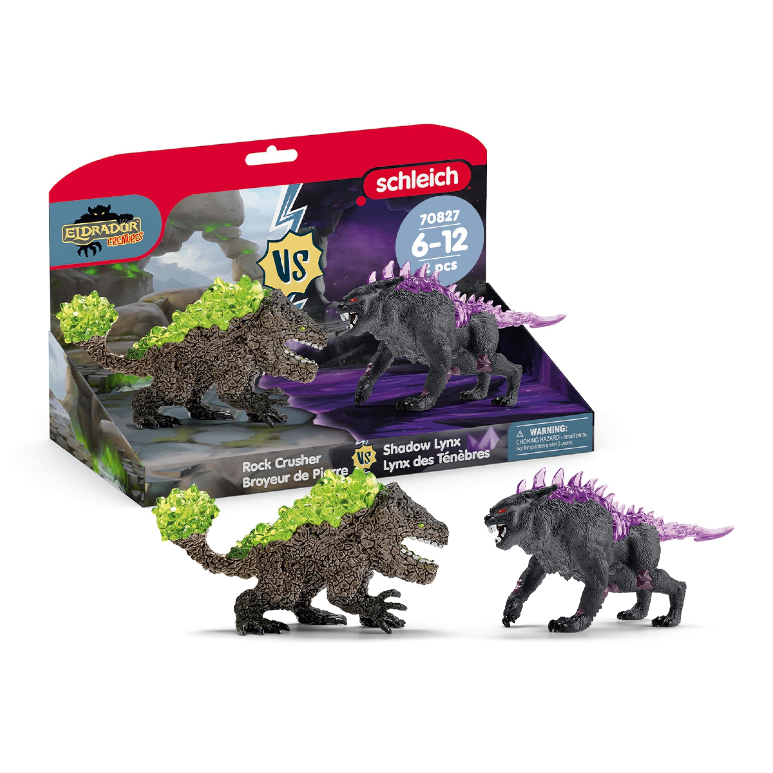 SCHLEICH 70827 Shadow Lynx vs. Rock Crusher, from 7 years ELDRADOR CREATURES - Figurine, 31 x 16 x 18 cm