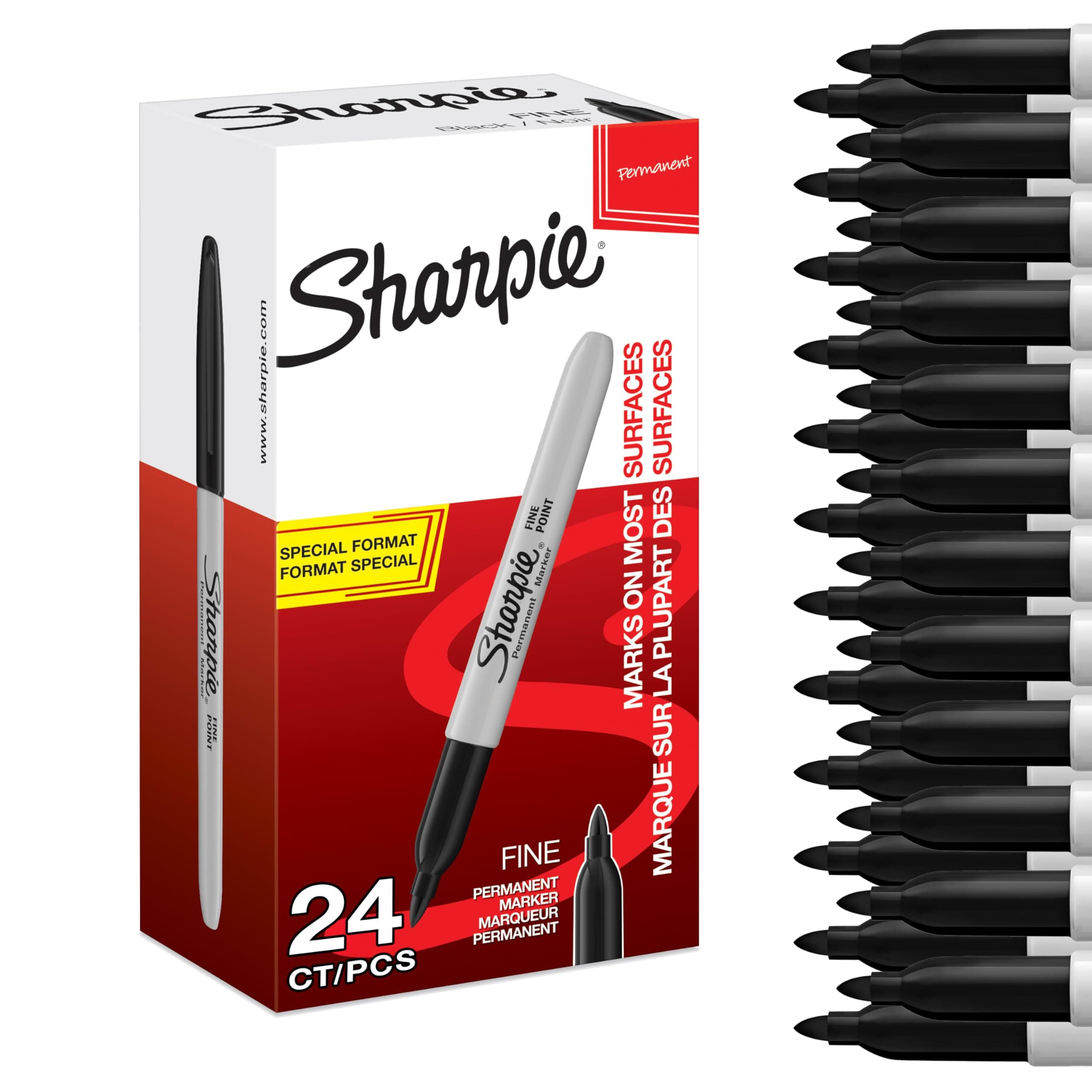 Permanent Markers, Fine Point for Bold Details, Black Ink, 24 Marker Pens