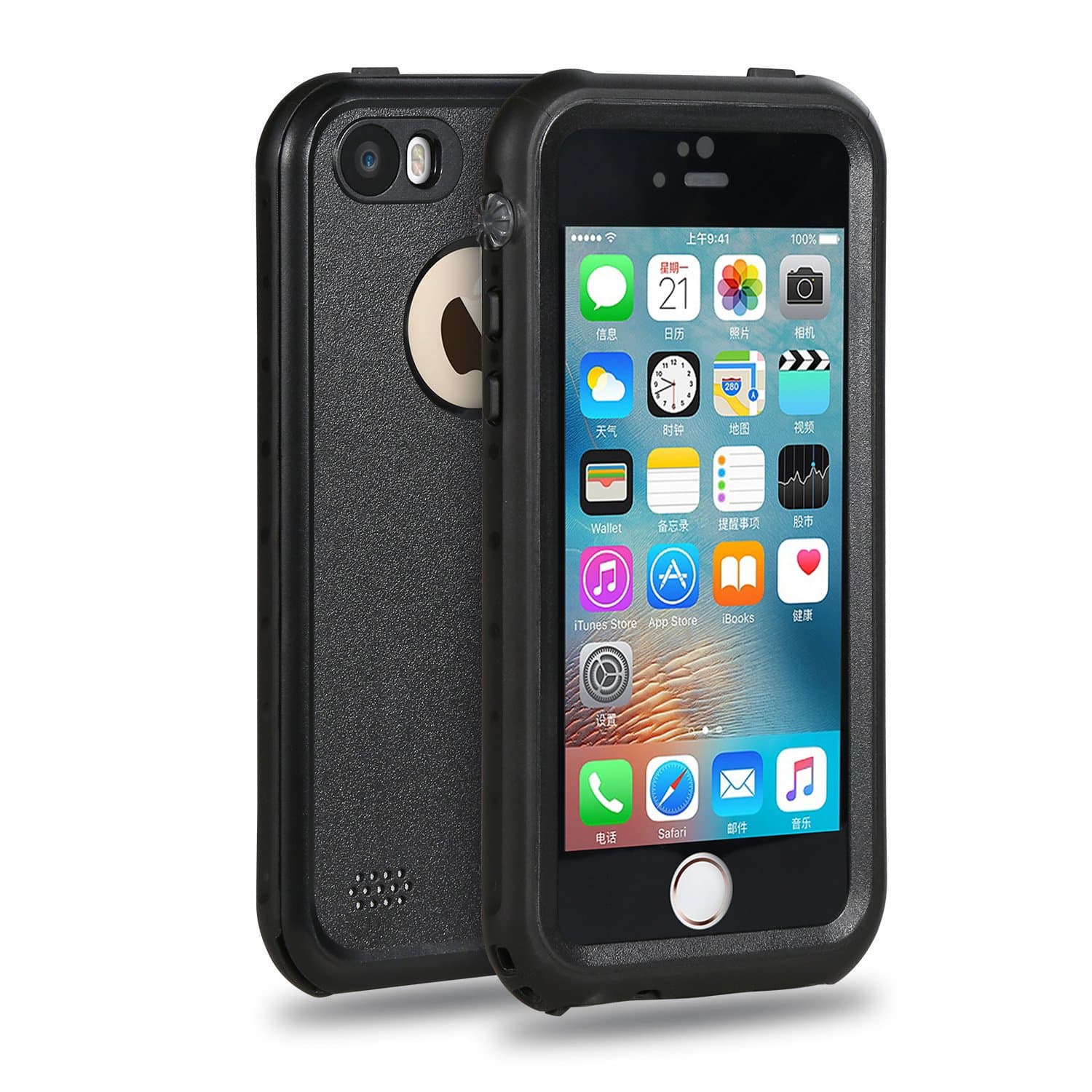 FITFORT iPhone SE Waterproof Case, Ultra-thin Extreme Durable Underwater Case,Shock,Dust,Snow Proof Full Sealed Perfectly Fit iPhone 5/5S/SE(Black)