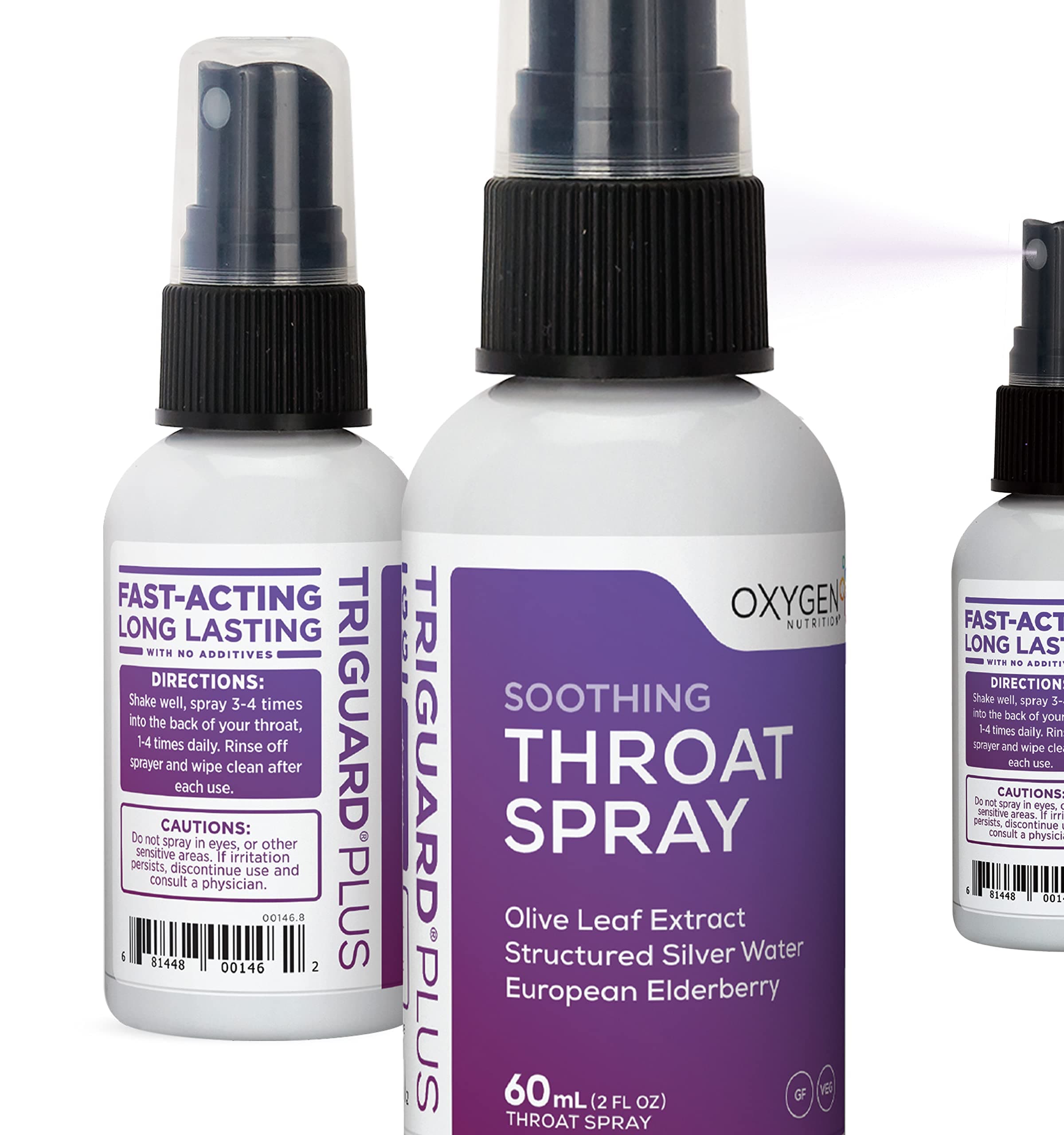 TriGuard Plus Throat Spray | Elderberry Extract, Olive Leaf Extract and Colloidal Silver Water 3-in-1 Immune Support Throat Spray | Powerful Immune System Booster | Great Taste, 2oz, Made in USA