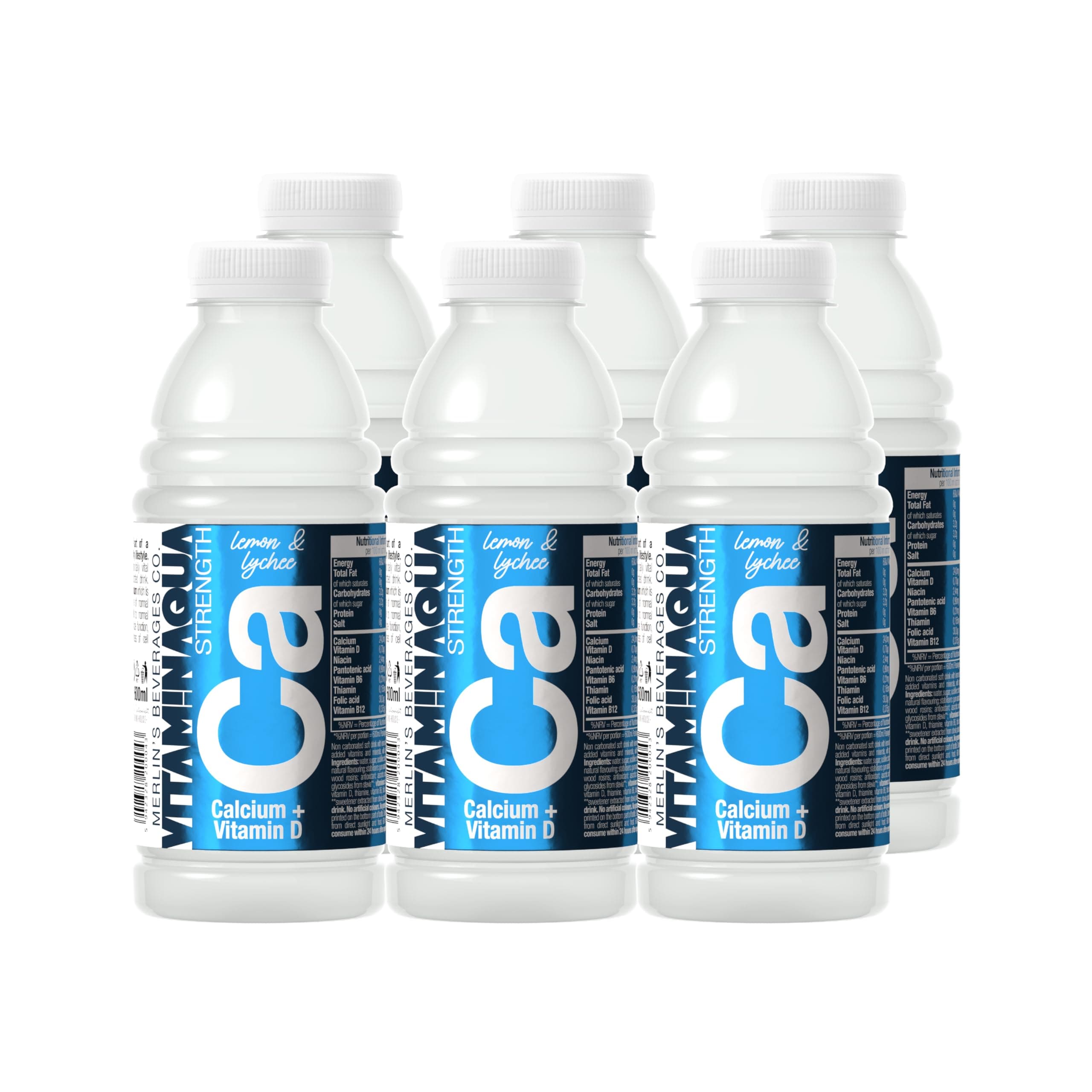 Vitamin Aqua Strength Ca Lemon & Lychee 6x600ml Case