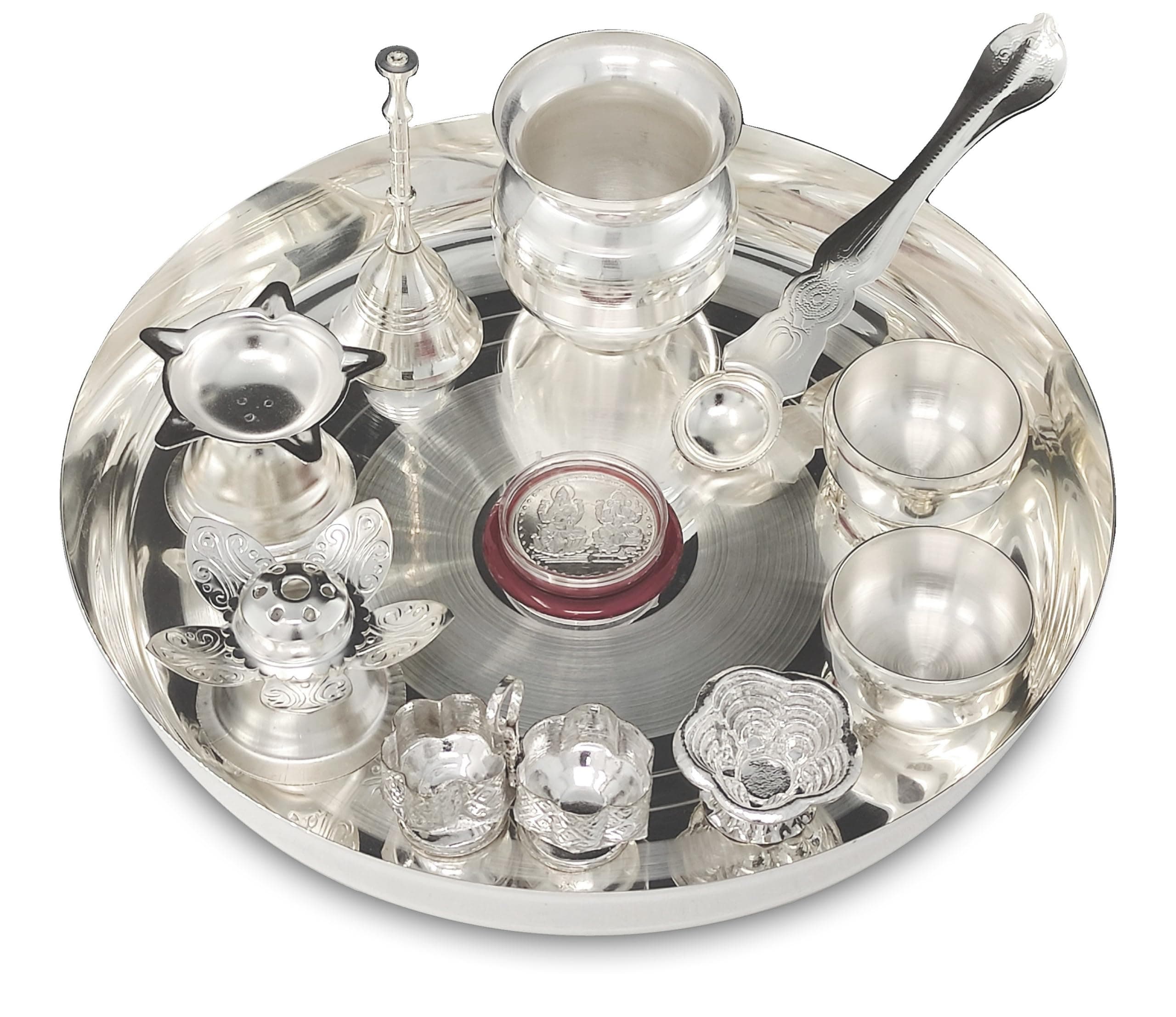 BENGALEN Silver Plated Pooja thali Set