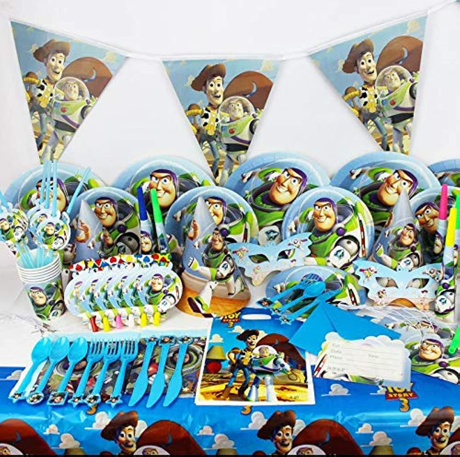 Story Theme Party Disposable Tableware Toy Set - 90 Pieces