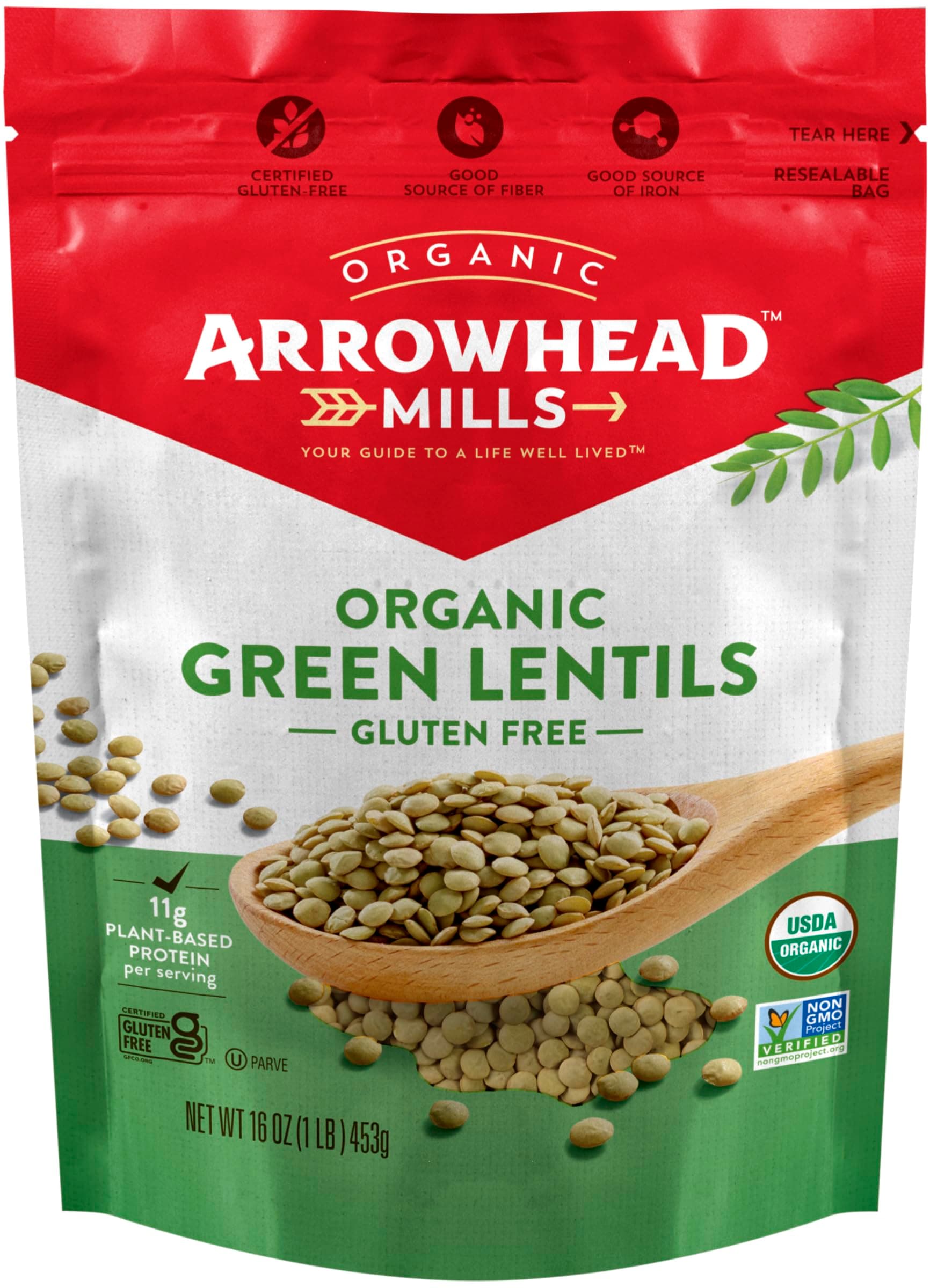 Arrowhead Mills Organic Green Lentils, 16 oz
