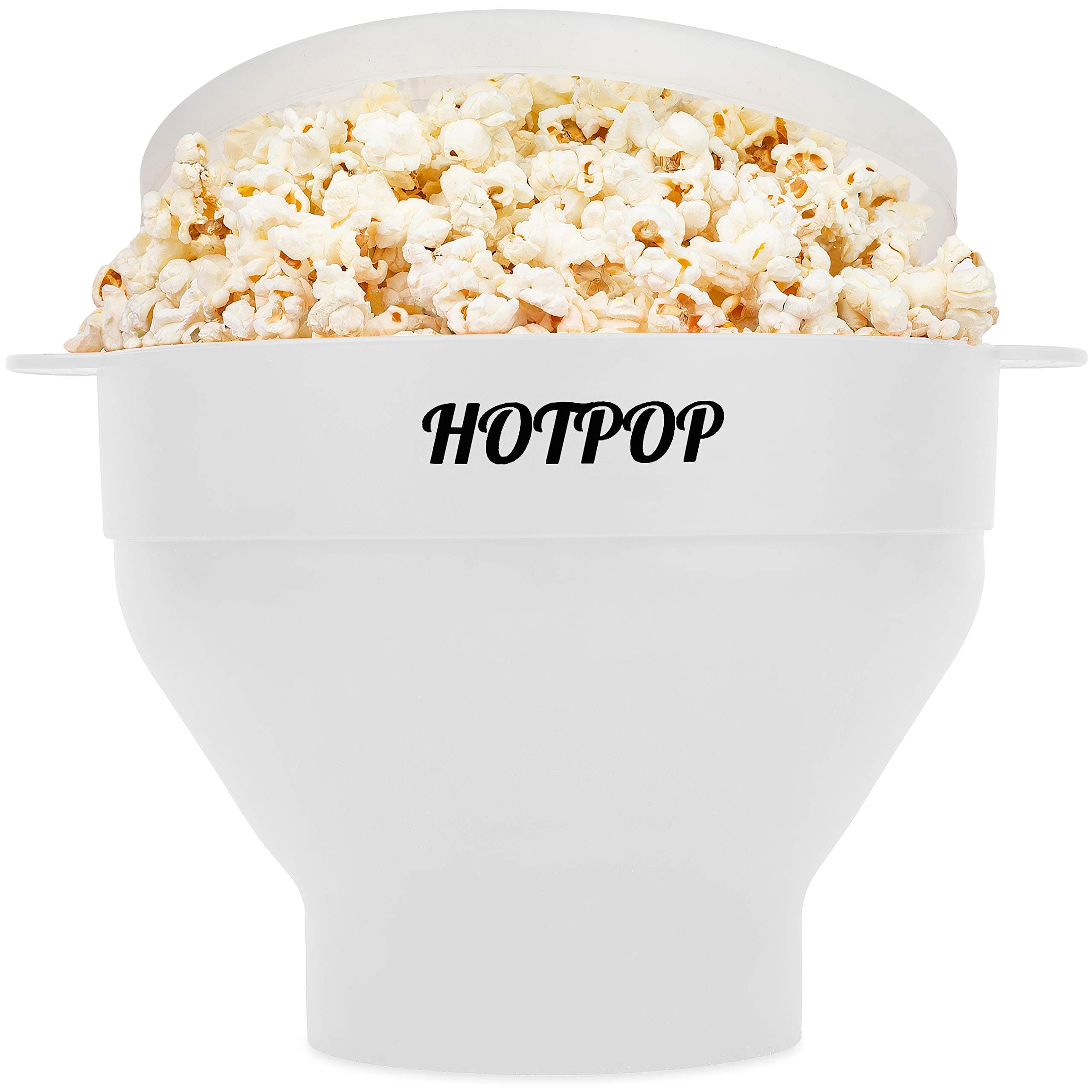The Original HotPop Silicone Popcorn Maker - Microwave Popcorn Popper - Collapsible Bowl, Heat-Resistant, Easy to Clean, Ideal for Family Movie Nights, 15-Cup Capacity - White