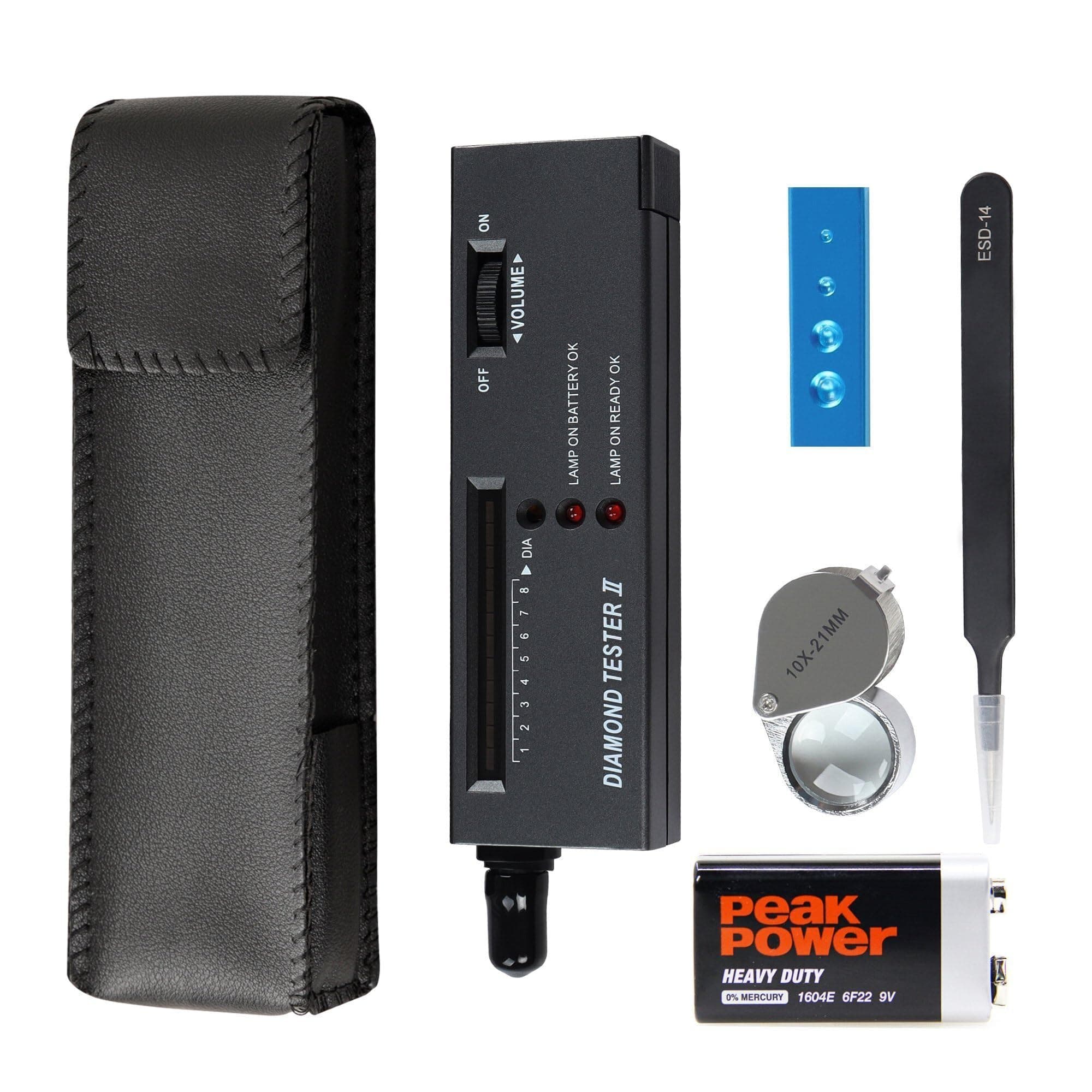 Diamond Tester, Professional Diamond Gem Tester Pen with 10x Magnifier and Tweezers for Novice and Expert (Battery Included)
