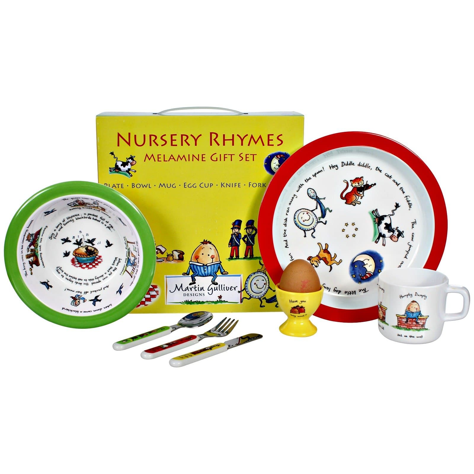 Martin Gulliver Designs Nursery Rhymes Melamine Gift Set, Multi-Colour, 23 x 23 x 7 cm