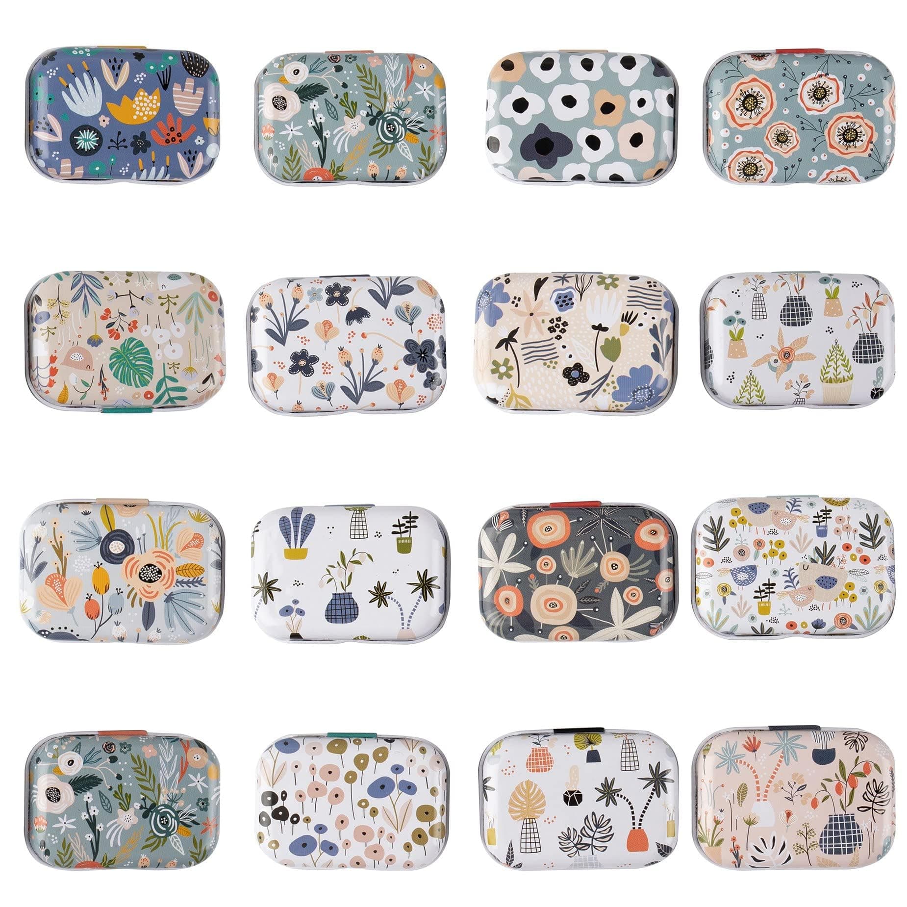 Framendino, 10 Pack Mini Trinket Coin Box Small Floral Containers with Lid for Jewelry Storage Case Tinplate (Random Color)