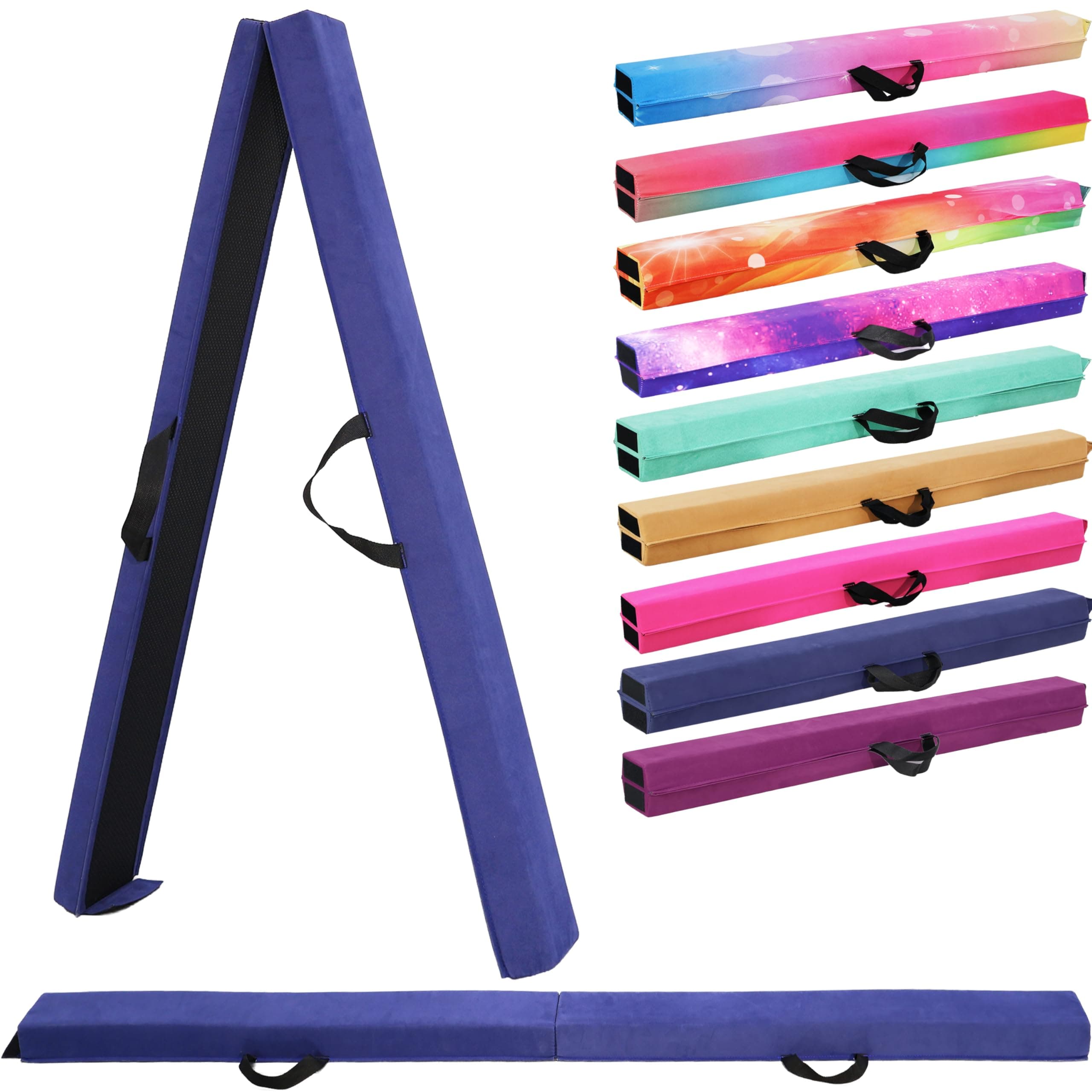 6FT/9FT Folding Balance Beam for Kids ages 3-15- Foldable Gymnastics Floor Beam,Anti-Slip ,Carrying Bag, Faux Suede Covered,EVA foam,Gymnastics Equipment for Kids Training At Home,School,Gym Center