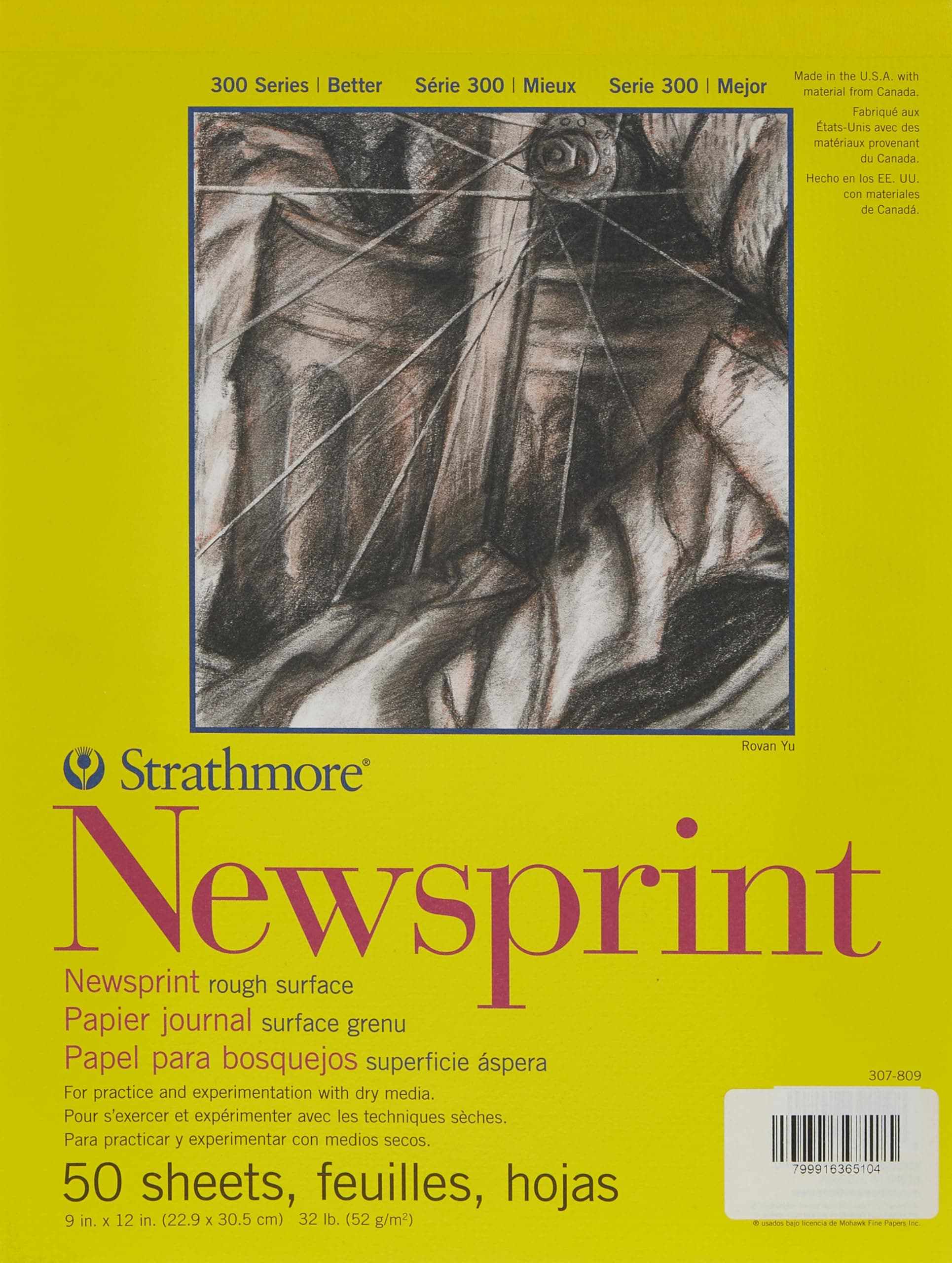 Strathmore ST307-809 9 in. x 12 in. Tape Bound Newsprint Pad
