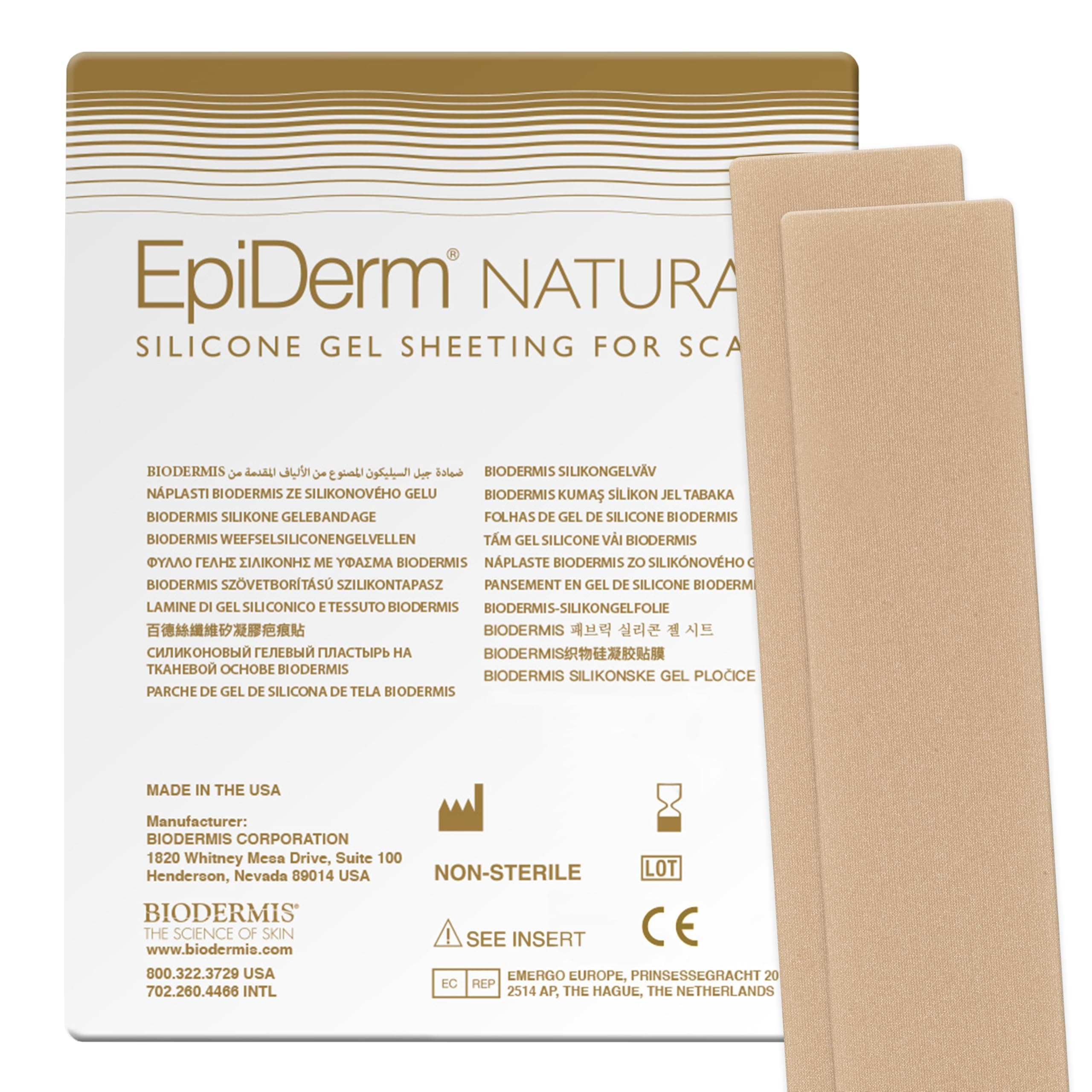EpiDerm Long Strips Natural Silicone Scar Sheets – Soft, Flexible & Reusable Scar Sheets - Scar Treatment for Tummy Tuck, C-Section & Surgery Scars - Conforms to Body Contours - 1.4" x 11.5", 1 Pair
