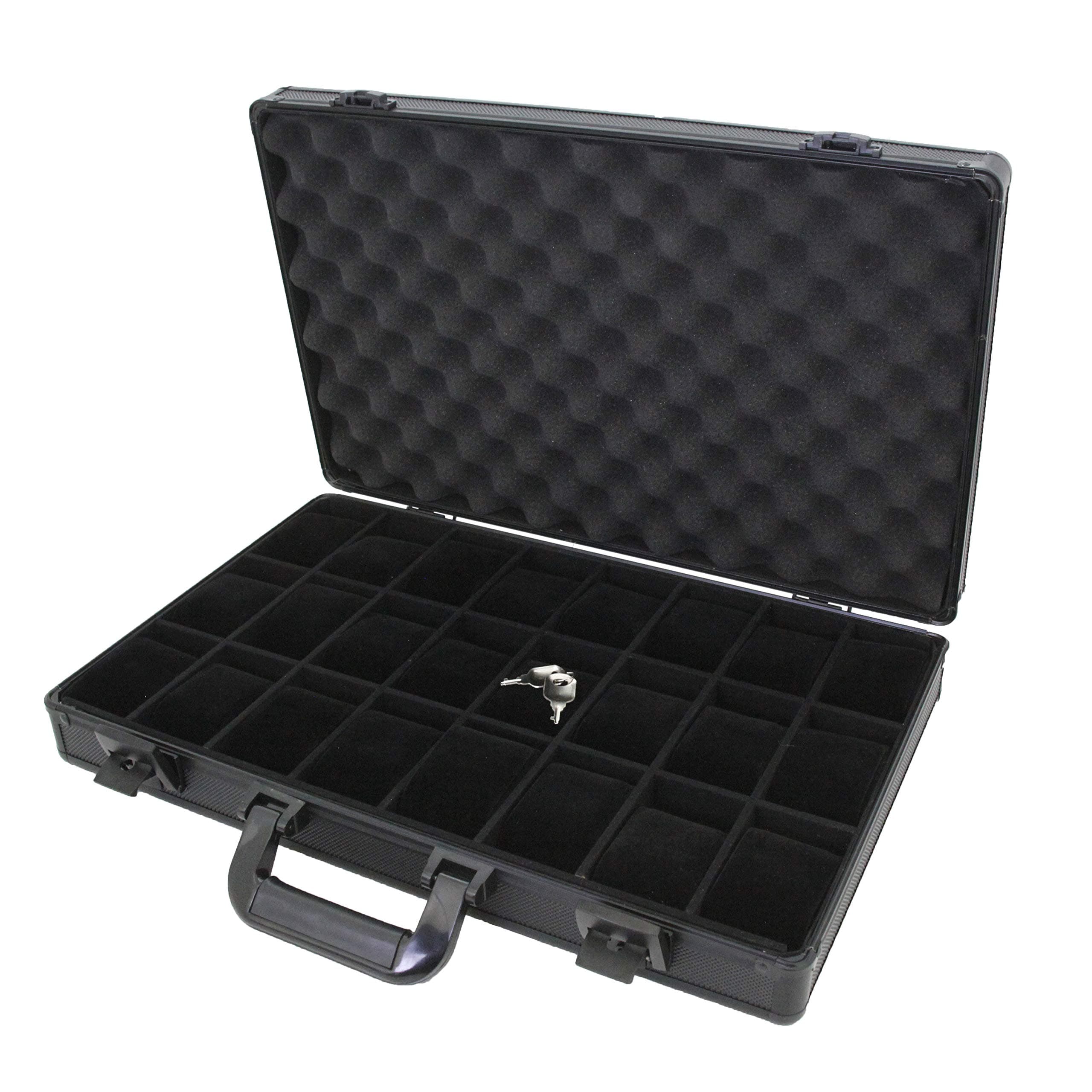 Techswiss Watch Case Quality Aluminum Briefcase Design For 24 Large Watches (Silver-tone)