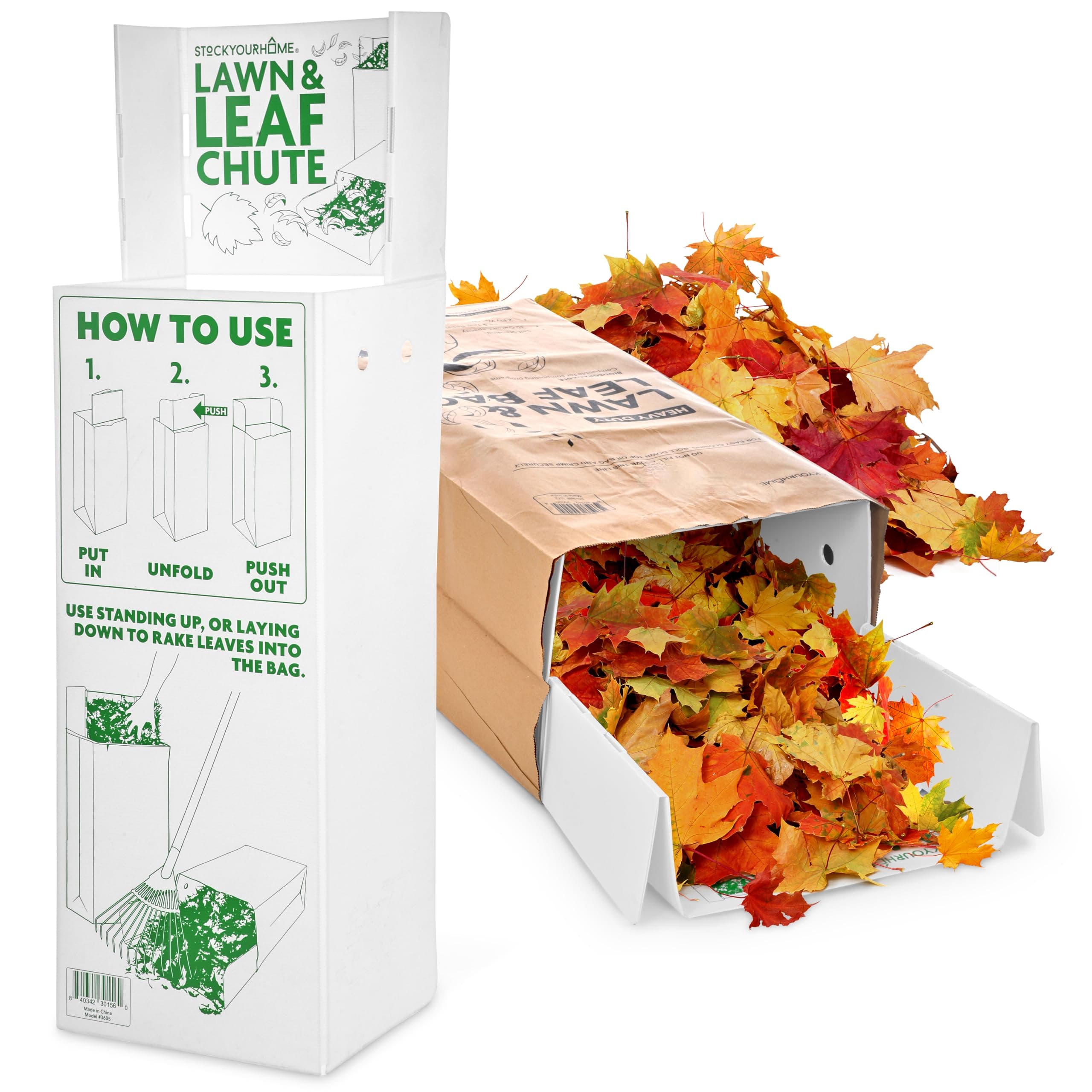 Lawn and Leaf Chute, Reusable Lawn Bag Holder for Easy Leaf Collecting, Durable Lawn Bag Funnel for Paper Leaf Bags, Leaf Bag Chute for Sweeping and Collecting Yard Debris, No Bending Required!