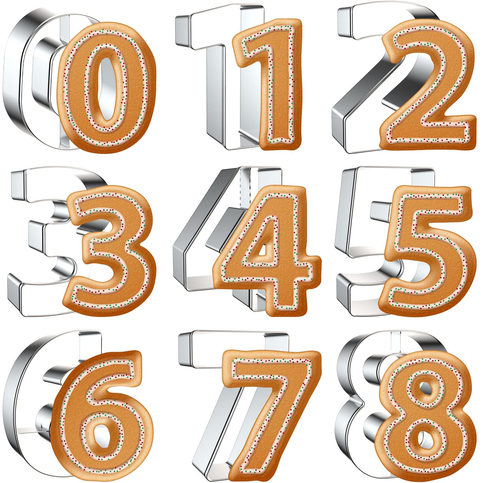 Number Cookie Cutter Set 3 Inch - 9 Pcs Xzhloym Cookie Cutters Shapes - Stainless Steel