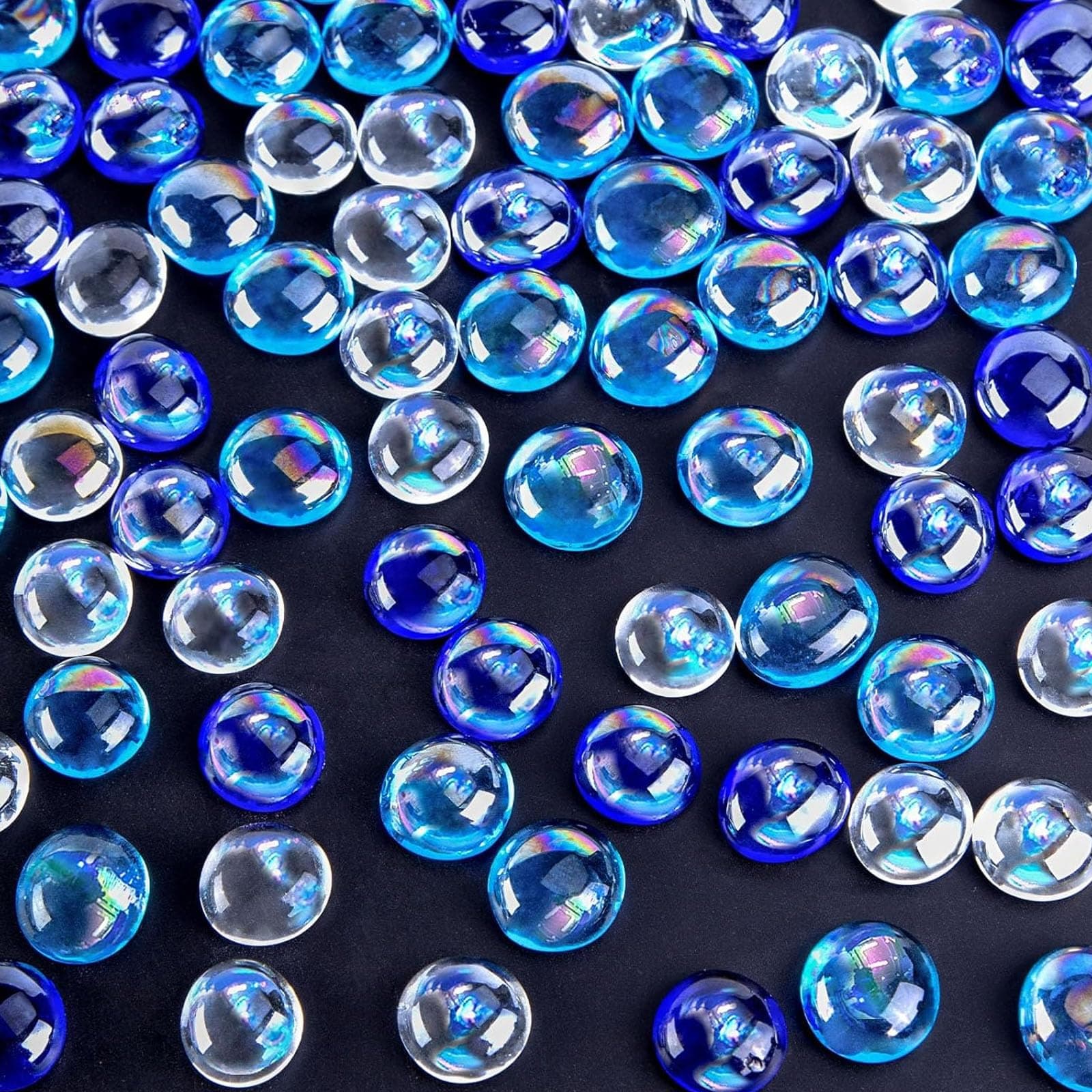 Glass Pebbles Bulk Pack, 120 Glittering Stones for Home Decor, Fish Tank Landscaping, Plant Glass Gems and Table Decorative Beads