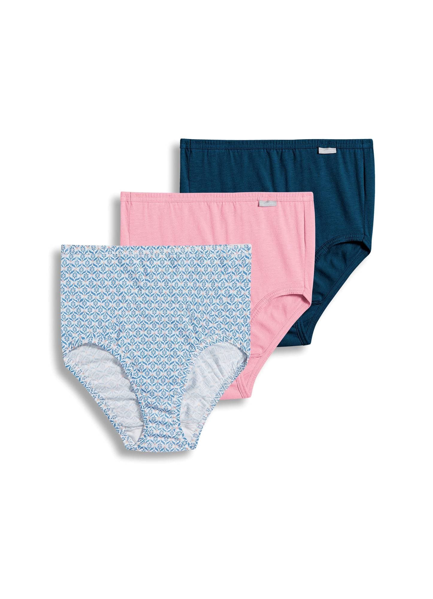 Jockey Women's Underwear Plus Size Elance Brief - 3 Pack, deep sea Glass/Indigo Tile/Ballet Slipper, 9