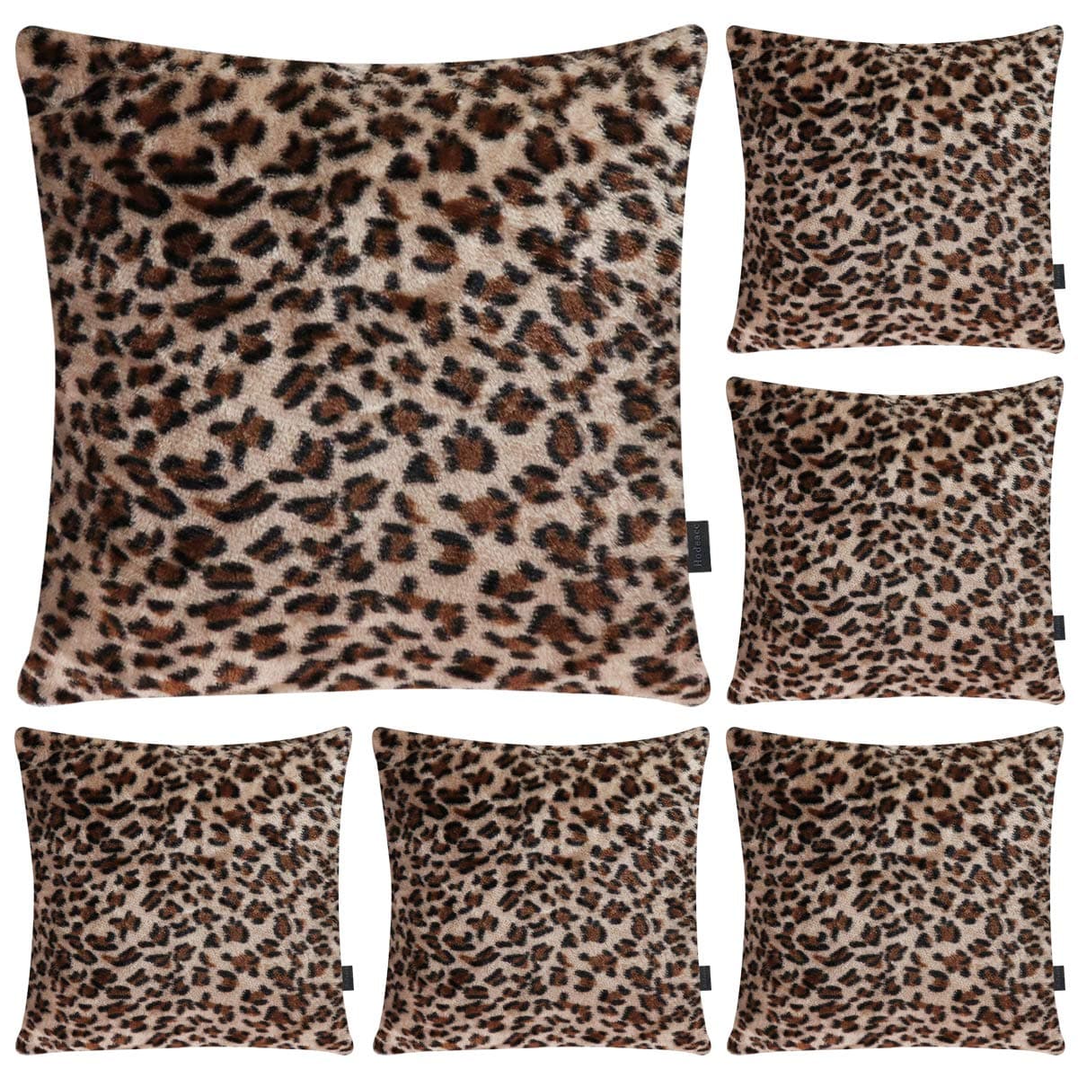 6 Pack Leopard Printed Series Pillow Covers,Soft Plush Animal Theme Faux Fur Decorative Throw Pillowcase Home Decor Cushion Cover,18x18 inch (CASE ONLY)