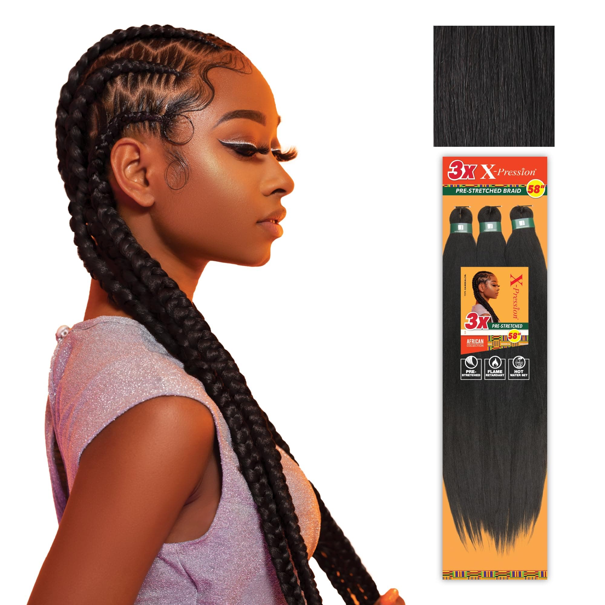 Braids XPRESSION 3X Pre-Stretched Braid 58" (1-pack, 1B)
