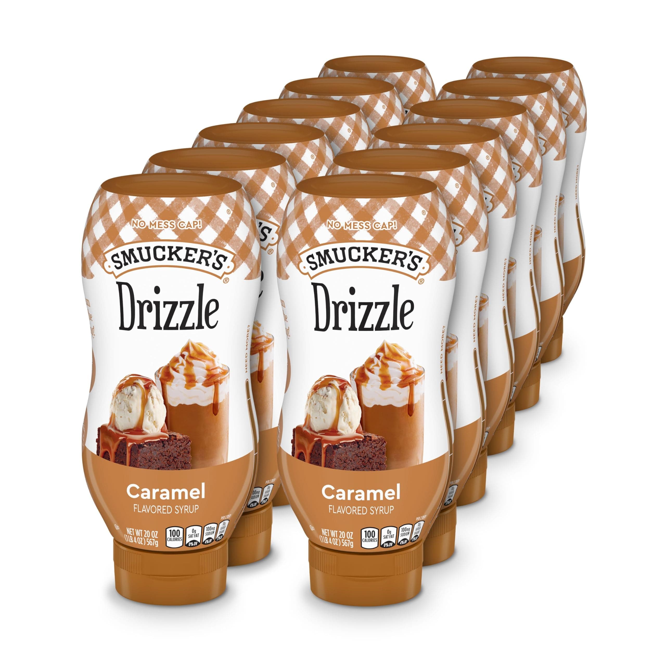 Smucker’s Drizzle Caramel Flavored Syrup, 20 Oz. Squeeze Bottles (Pack of 12)