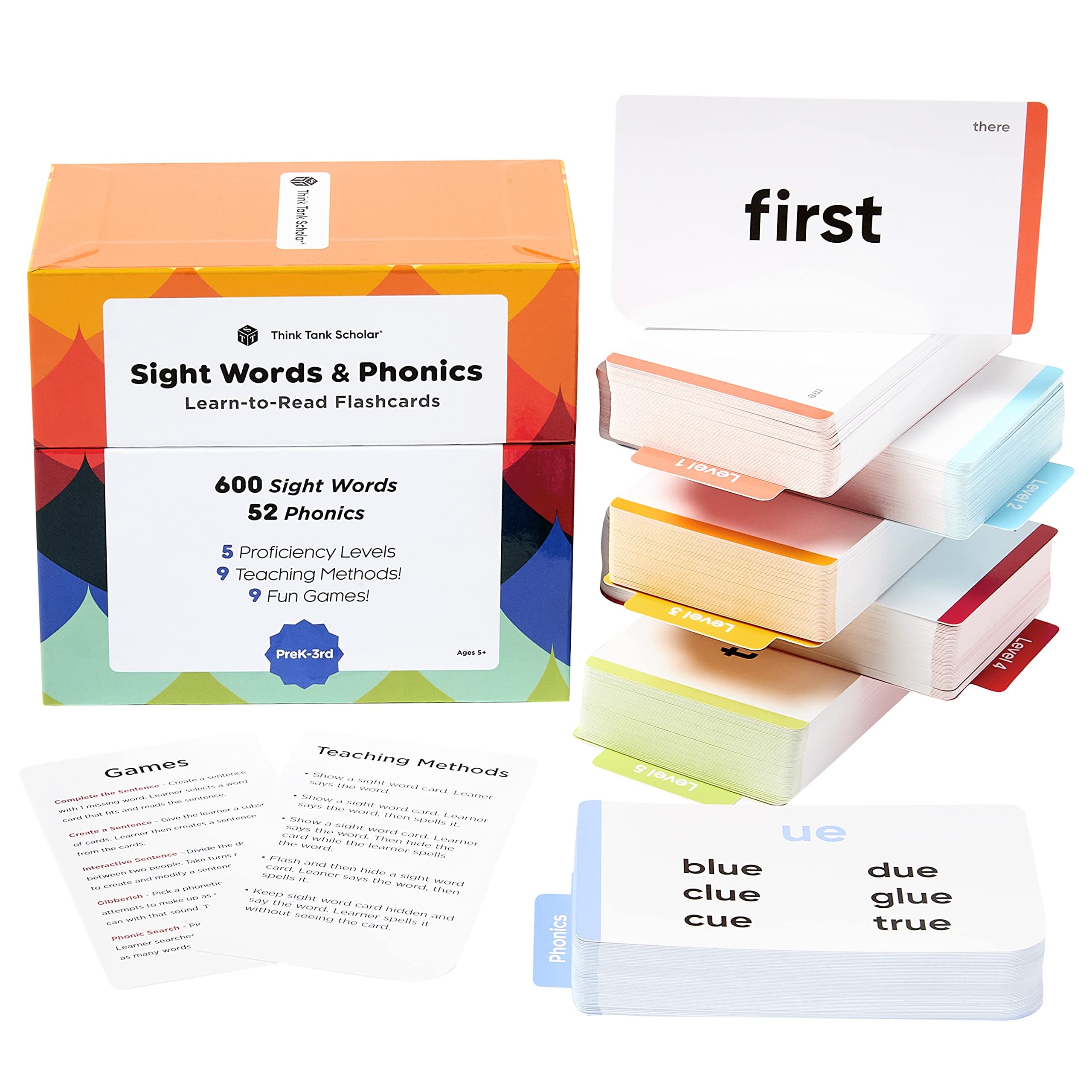 Award-Winning Learn to Read Flash Cards – 652 Sight Words & Phonics for Preschool to 3rd Grade – CVC Words, Blends, Vowel Sounds, Dolch & Fry High Frequency Words + Games