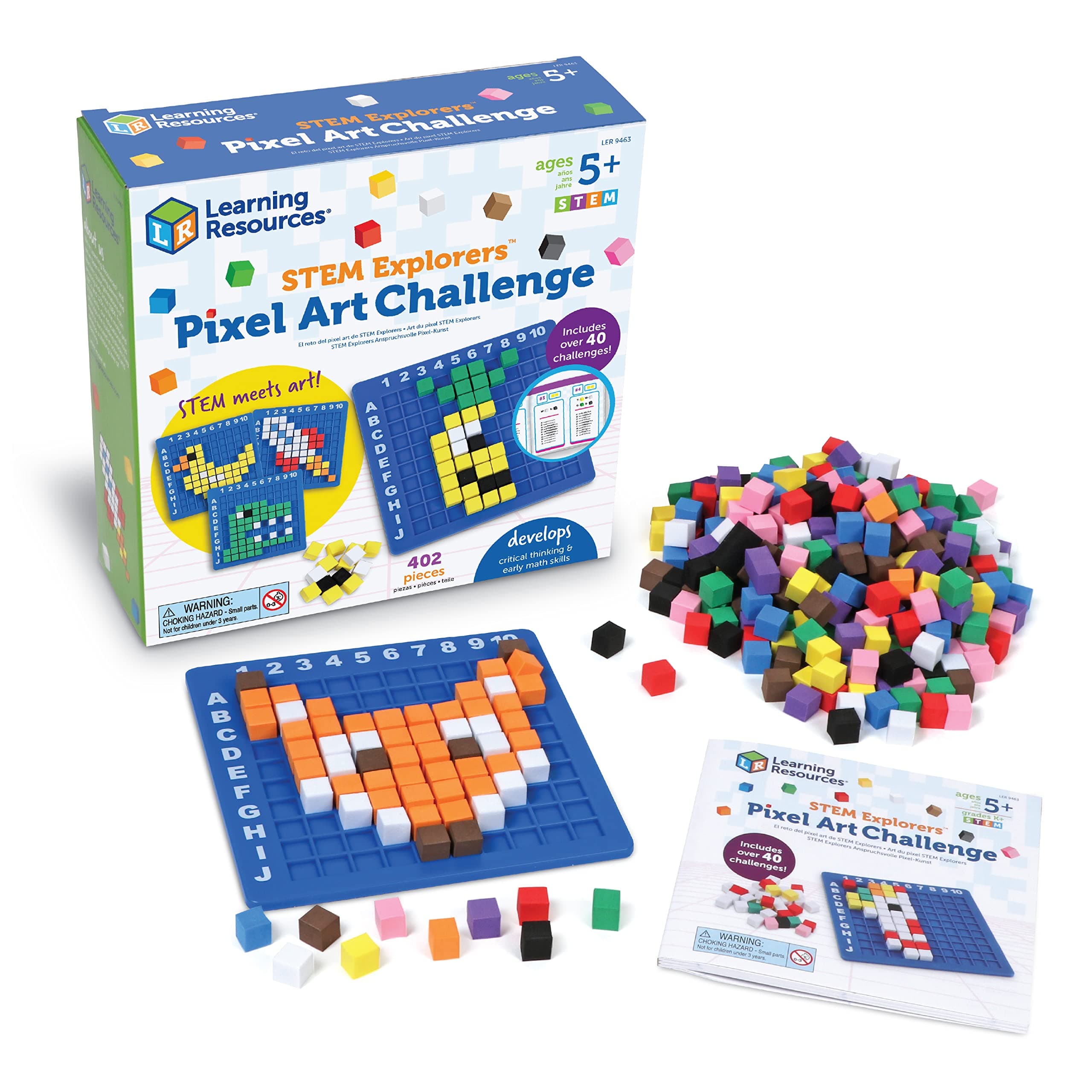 Learning Resources LER9463 STEM Explorers Challenging Pixel Art, 402-Piece, Ages 5+, Toy, Programming Basics for Kids, Mint Activities for the Classroom, Medium