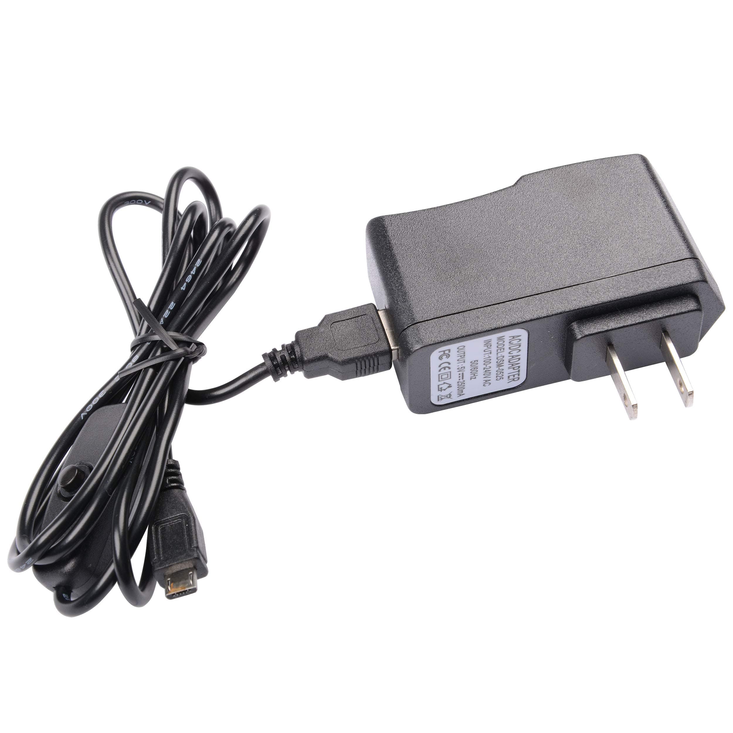 5V/2.5A Power Supply Micro USB Charger Adapter with On Off Switch for Raspberry Pi 3/2 Model B