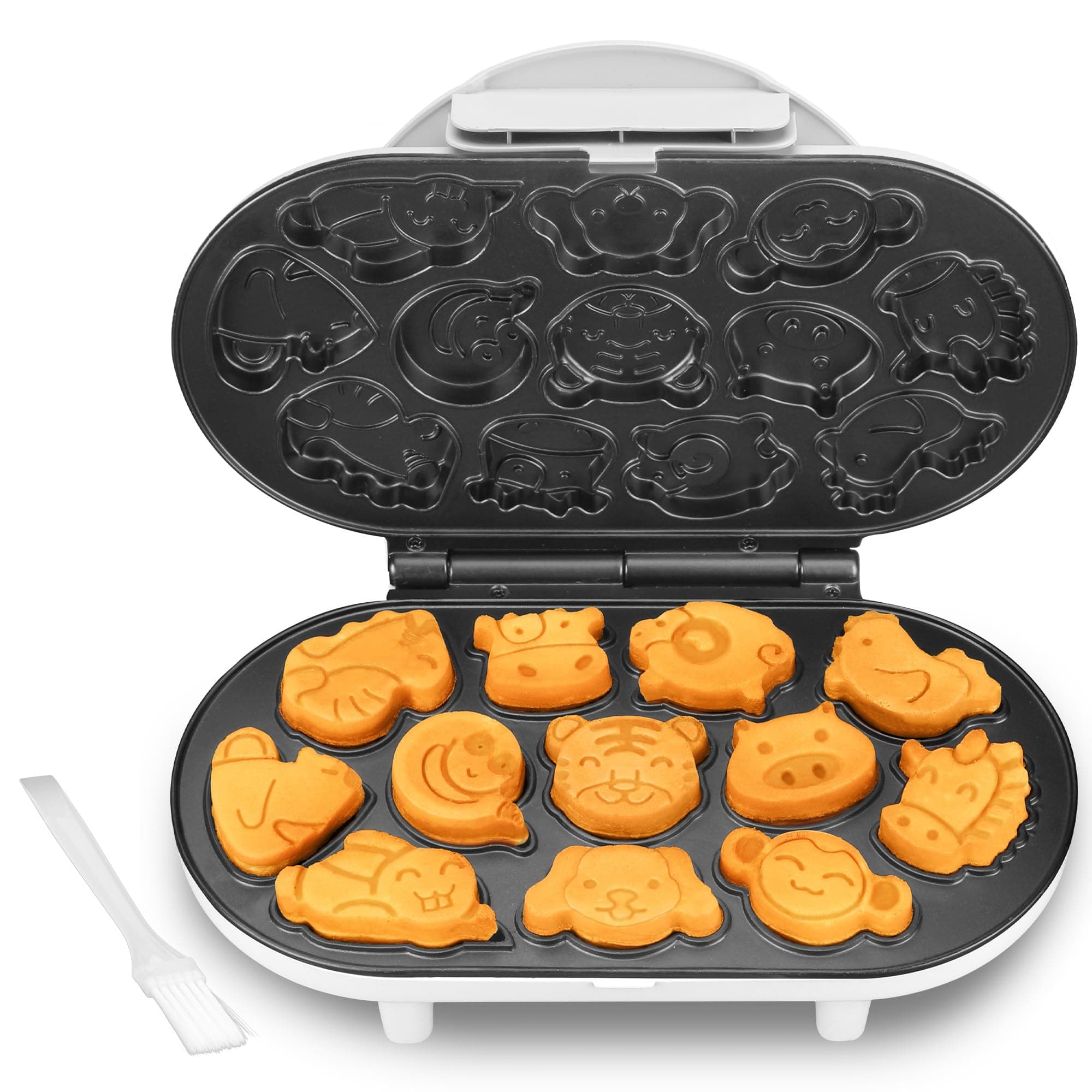 Animal Mini Waffle Maker for Kids, Mini Pancakes Maker Machine with 12 Different Animal Pancake Molds, Small Waffle Maker Iron, Excellent Christmas Gift for Kids & Adult